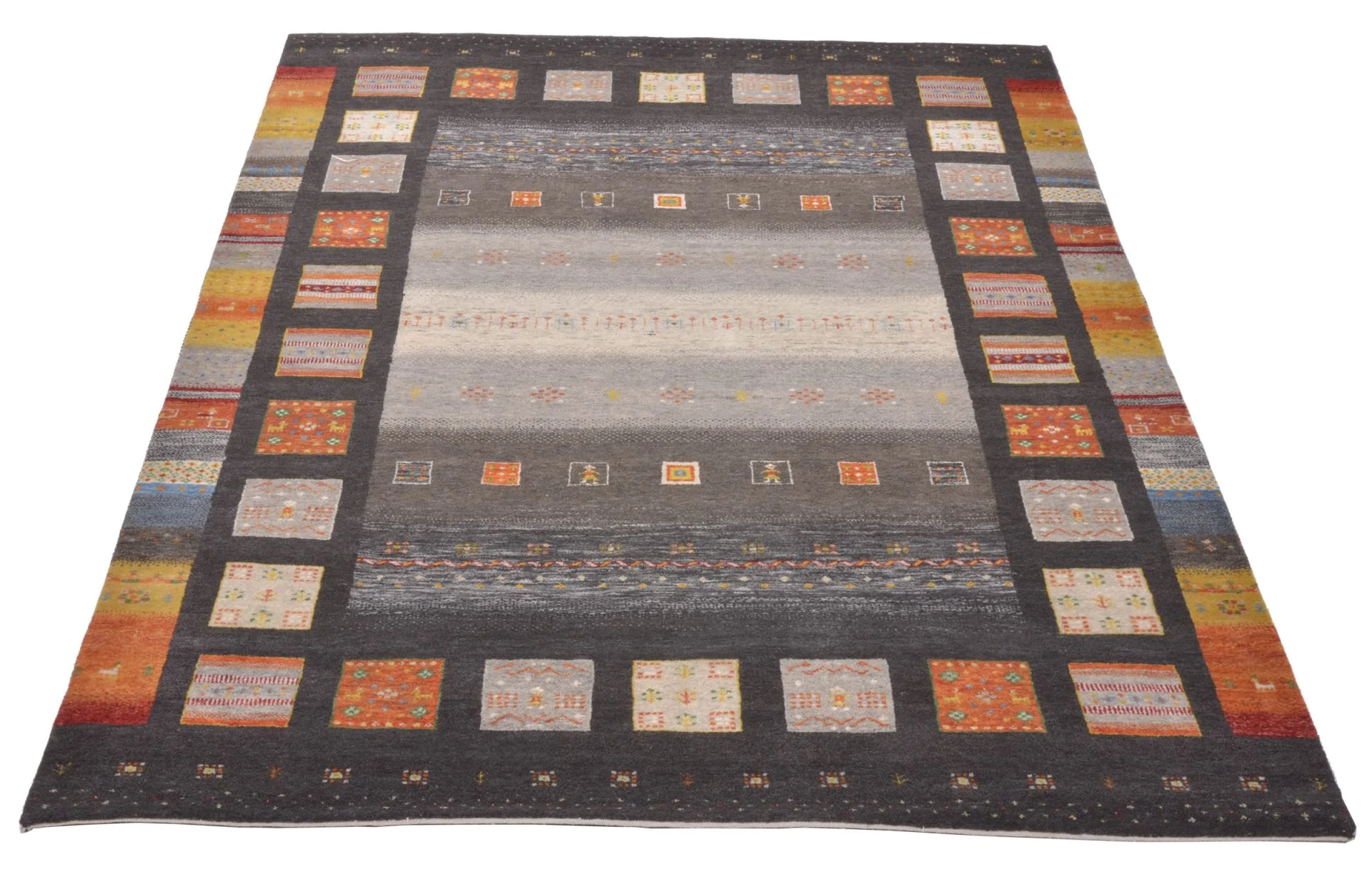 Hand-Knotted Wool Loribaft Indian Rug, 178 × 246 cm