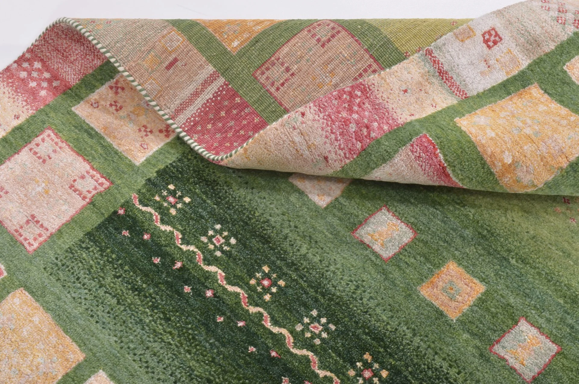 orientteppich-rizbaft-138-x-204-cm-schurwolle-handgeknupft-2 Hand-Knotted Wool Loribaft Indian Rug, 138 × 204 cm