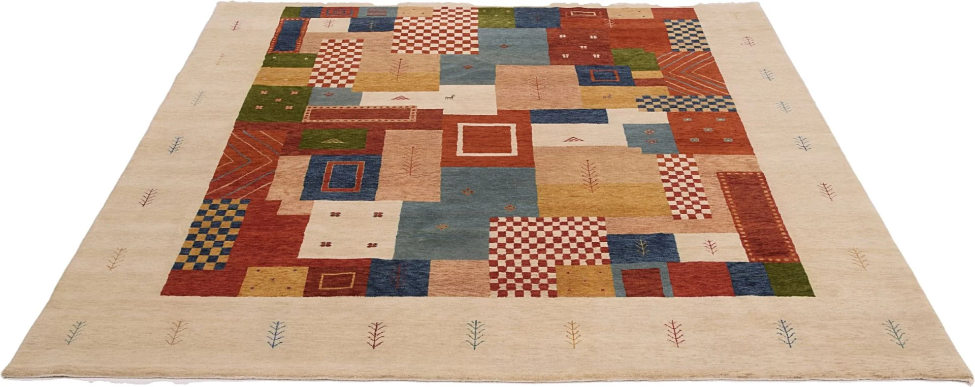 Hand-Knotted Wool Loribaft Indian Rug, 242 × 260 cm