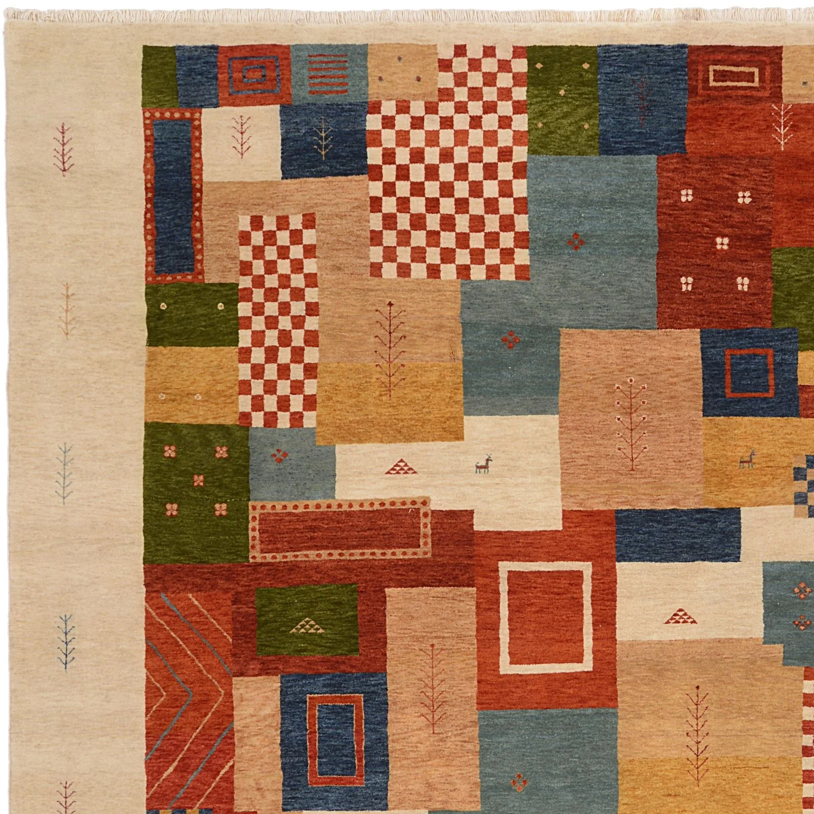 Hand-Knotted Wool Loribaft Indian Rug, 242 × 260 cm