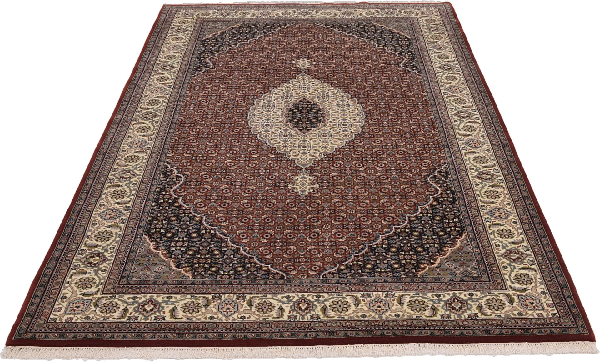 Hand-Knotted Wool Tabriz Indian Rug, 198 × 310 cm