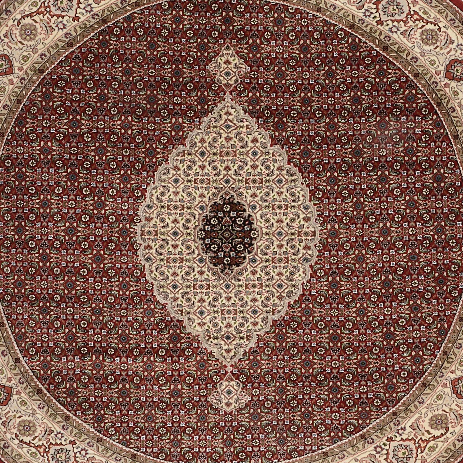 Hand-Knotted Wool Tabriz Indian Rug, 246 × 246 cm