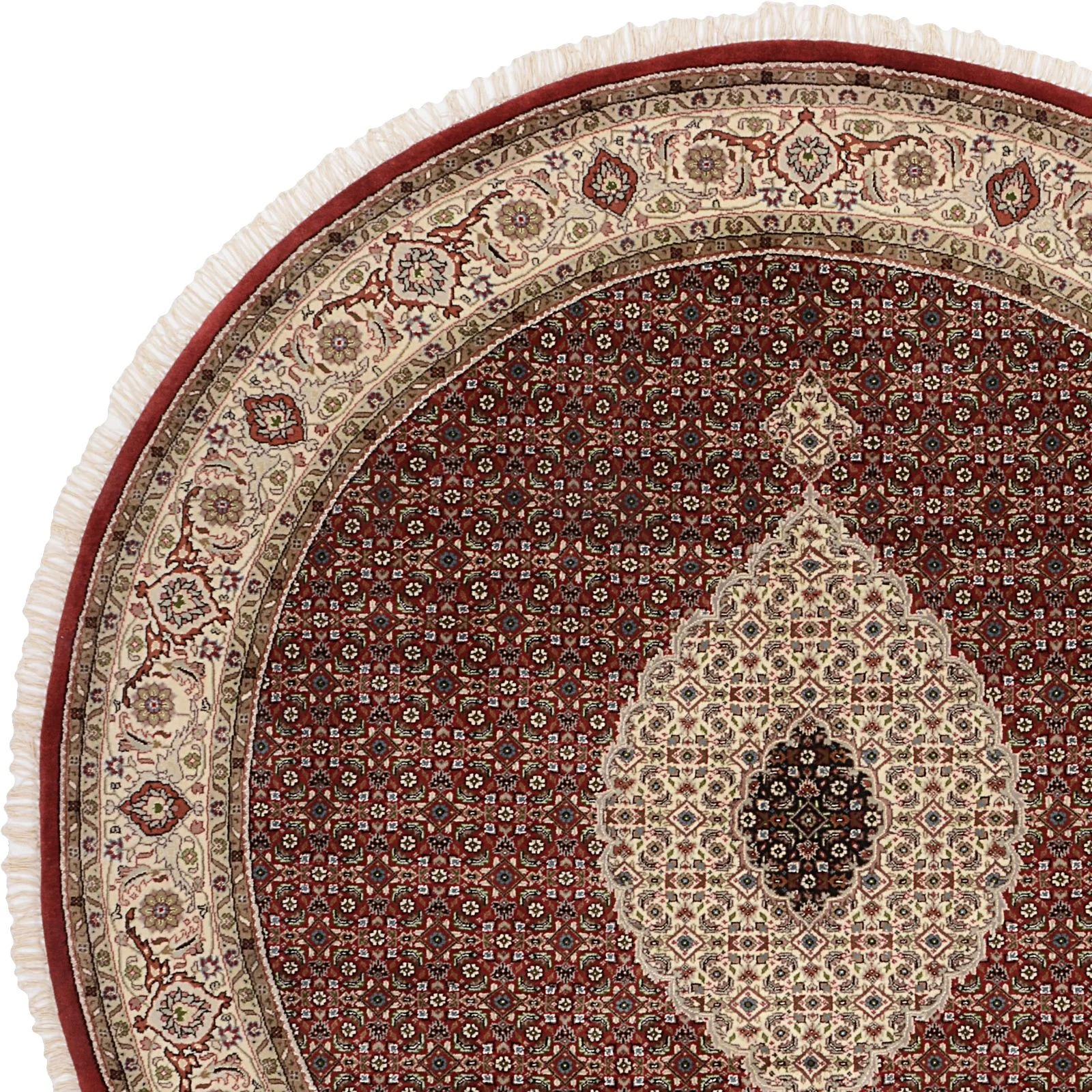Hand-Knotted Wool Tabriz Indian Rug, 246 × 246 cm