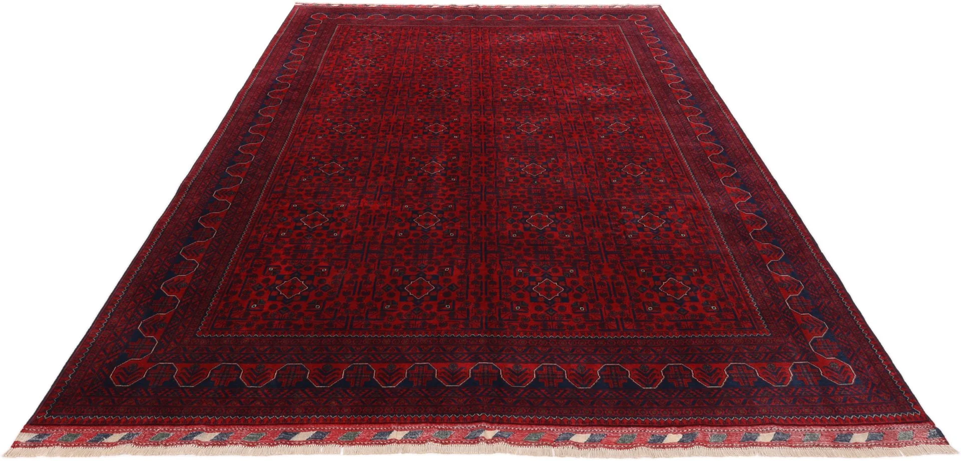 Hand-Knotted Wool Afghan Rug, 254 × 362 cm