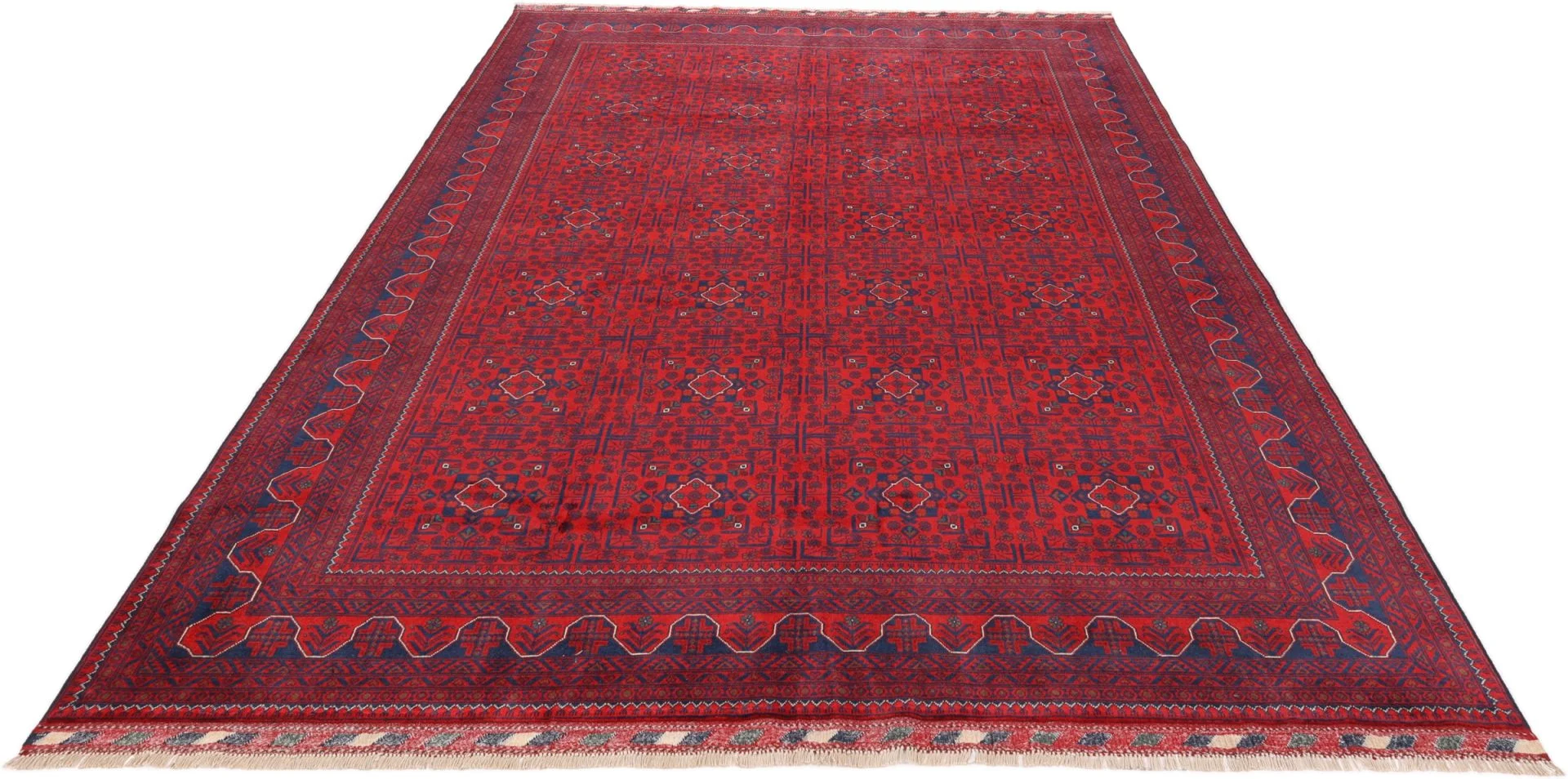 Hand-Knotted Wool Afghan Rug, 254 × 362 cm