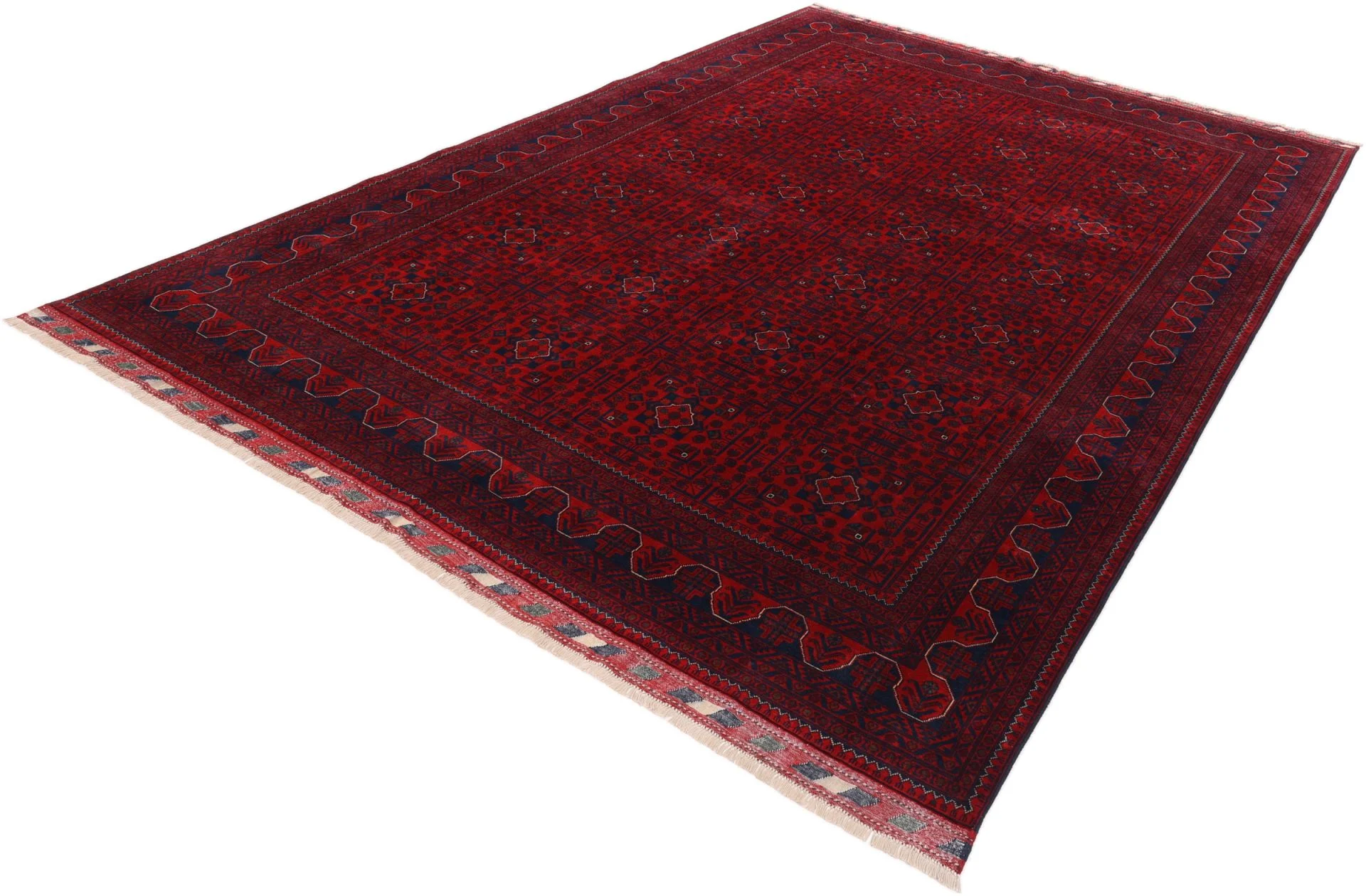 Hand-Knotted Wool Afghan Rug, 254 × 362 cm