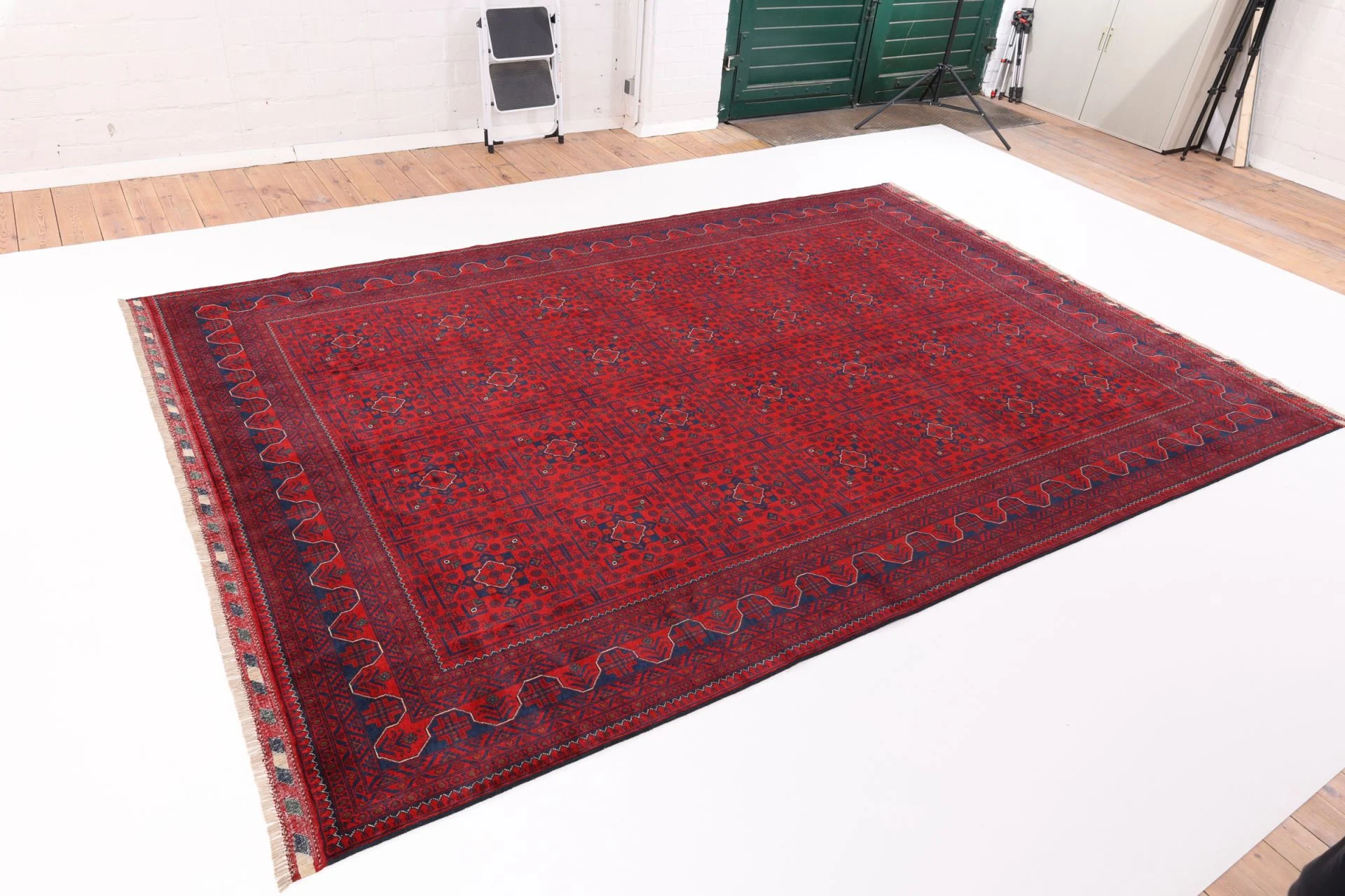 Hand-Knotted Wool Afghan Rug, 254 × 362 cm