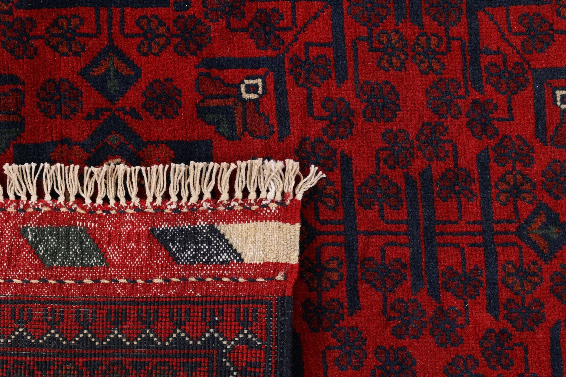 Hand-Knotted Wool Afghan Rug, 254 × 362 cm