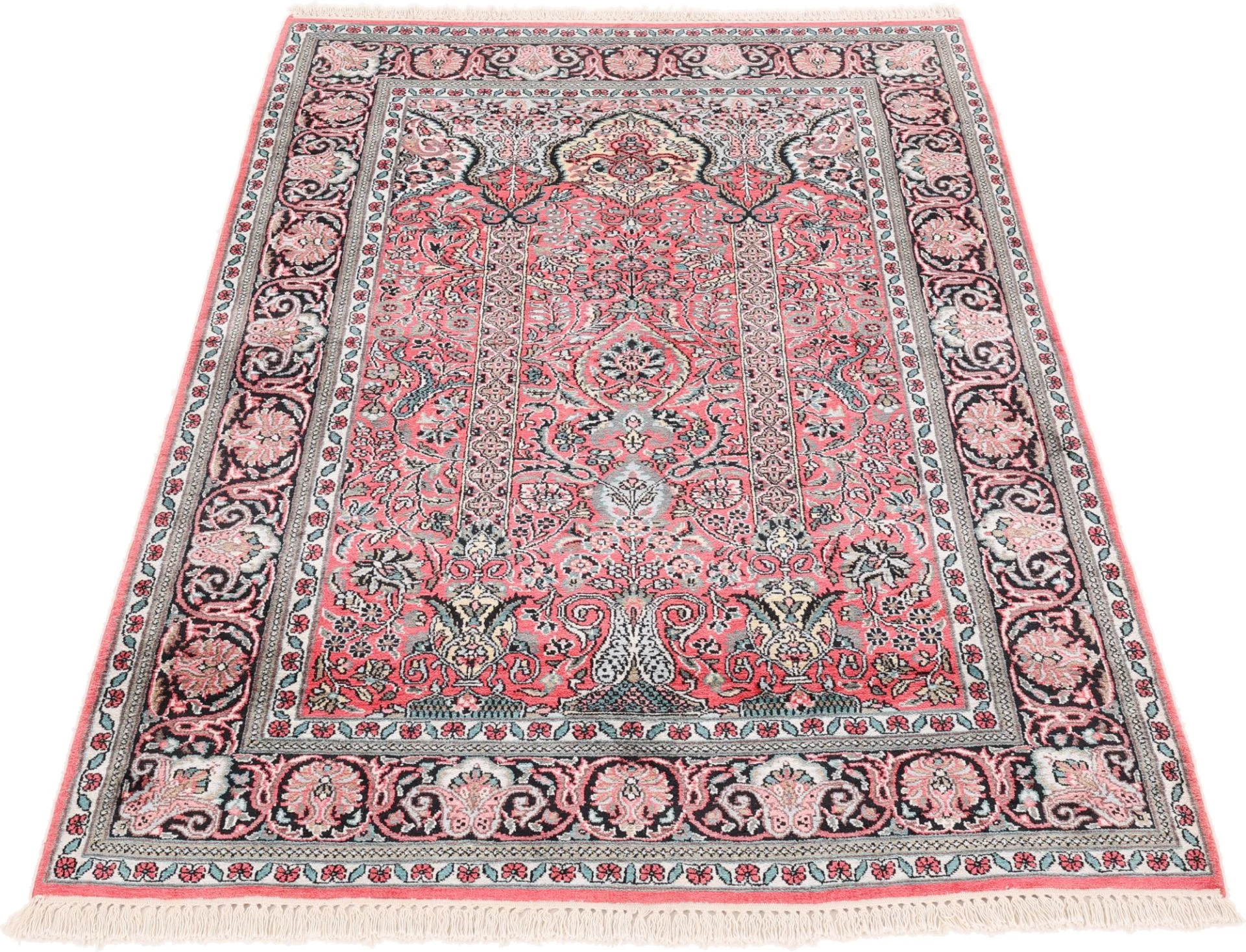 Hand-Knotted Wool Indian Rug, 187 × 121 cm