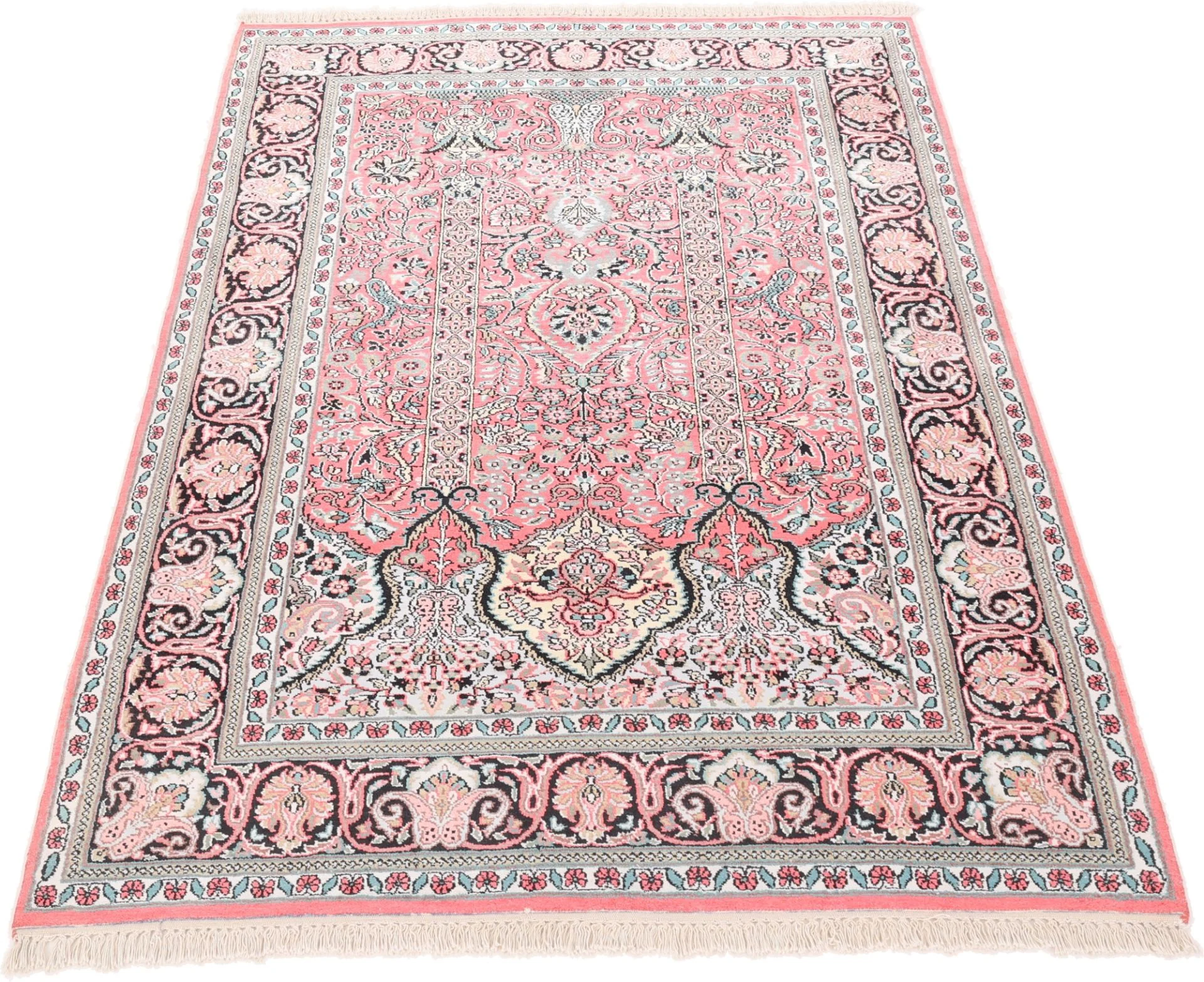 Hand-Knotted Wool Indian Rug, 187 × 121 cm