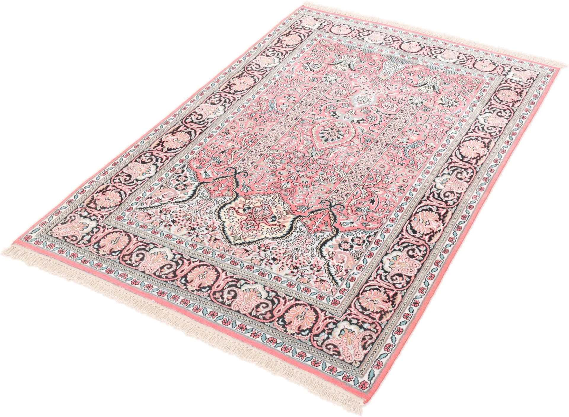 Hand-Knotted Wool Indian Rug, 187 × 121 cm