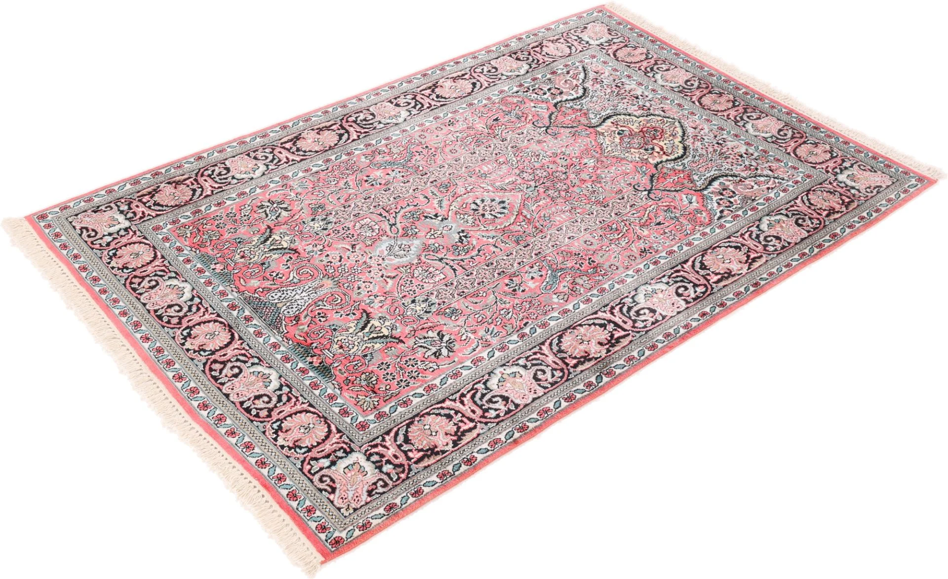 Hand-Knotted Wool Indian Rug, 187 × 121 cm