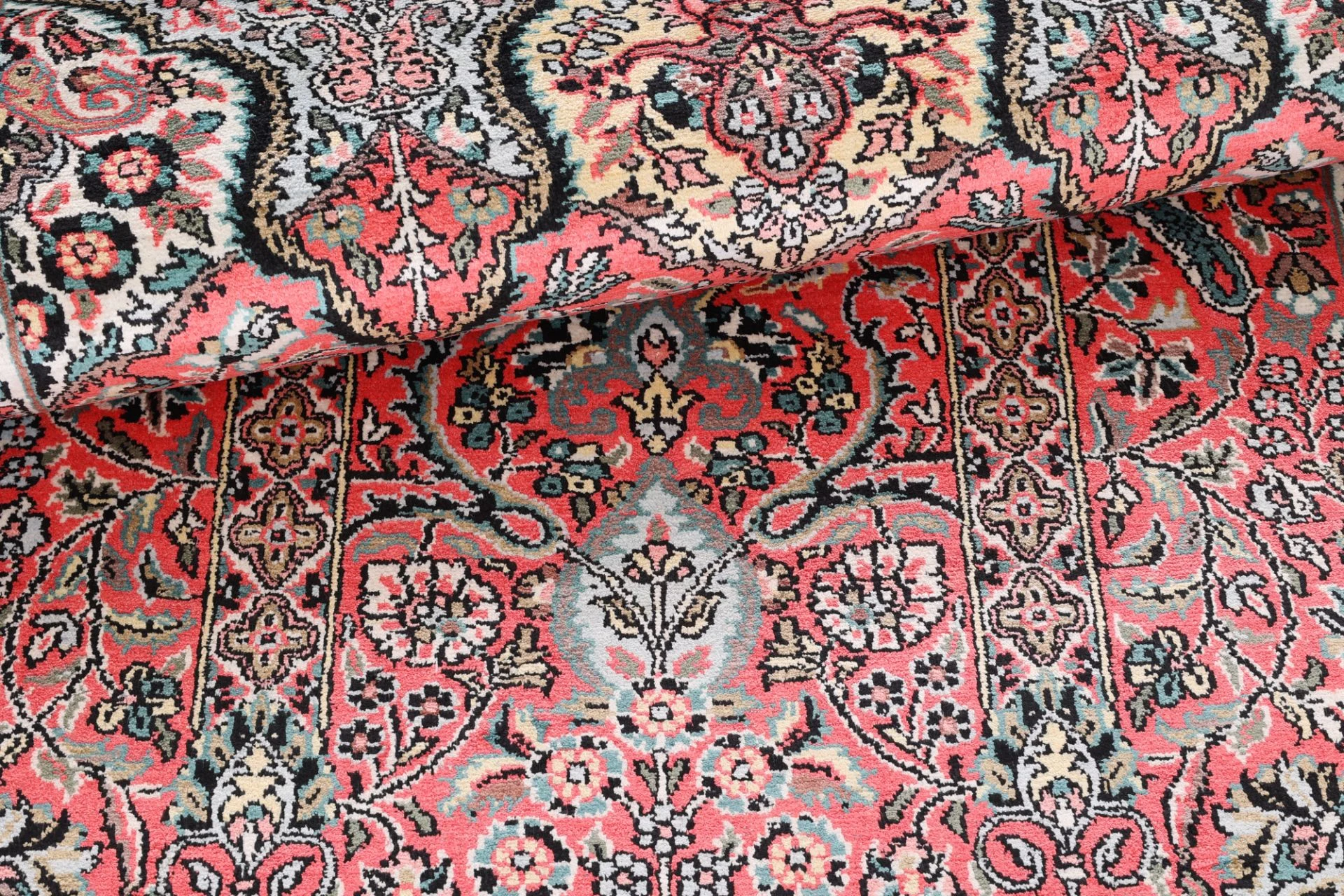 Hand-Knotted Wool Indian Rug, 187 × 121 cm