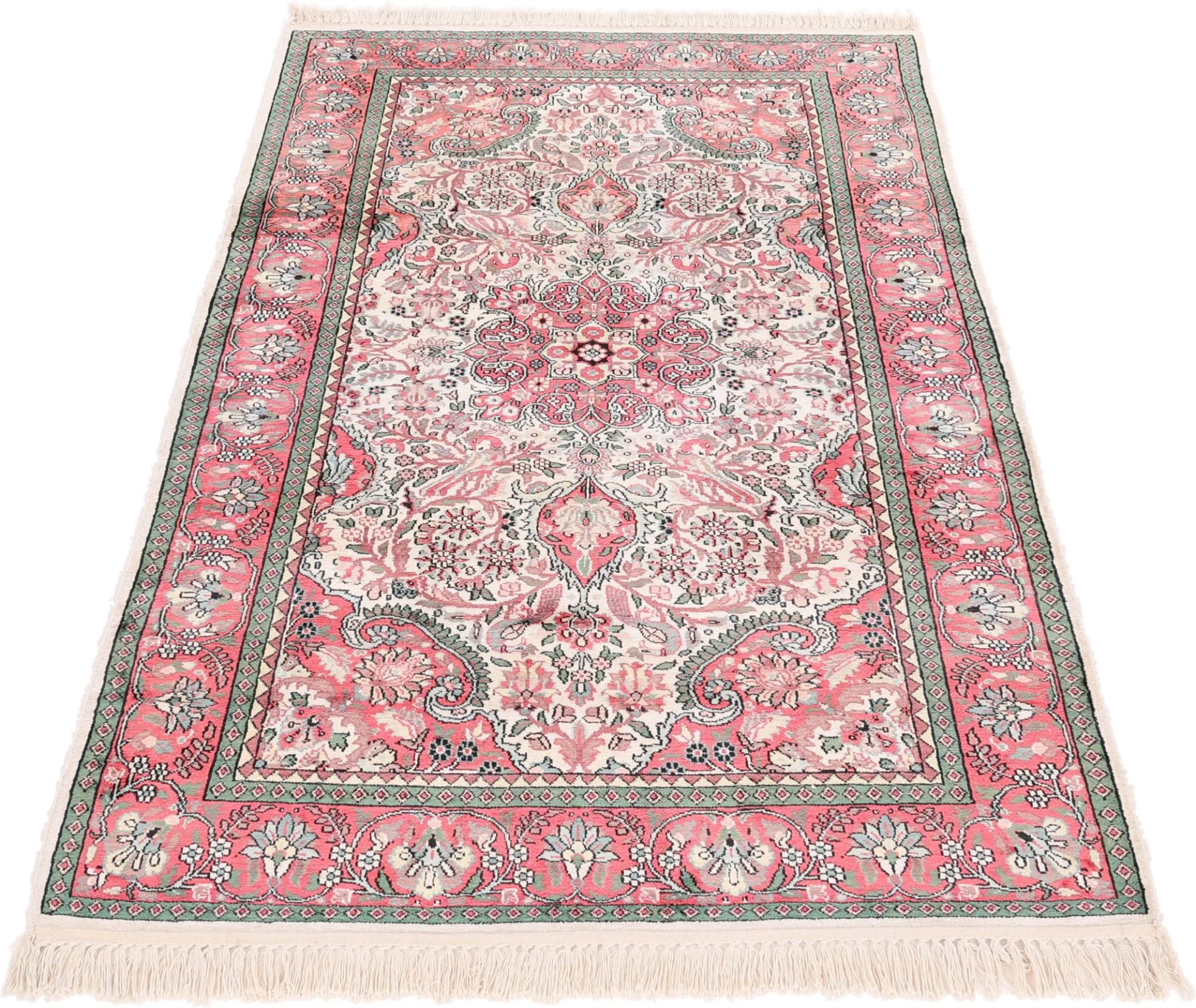 Hand-Knotted Wool Indian Rug, 182 × 123 cm
