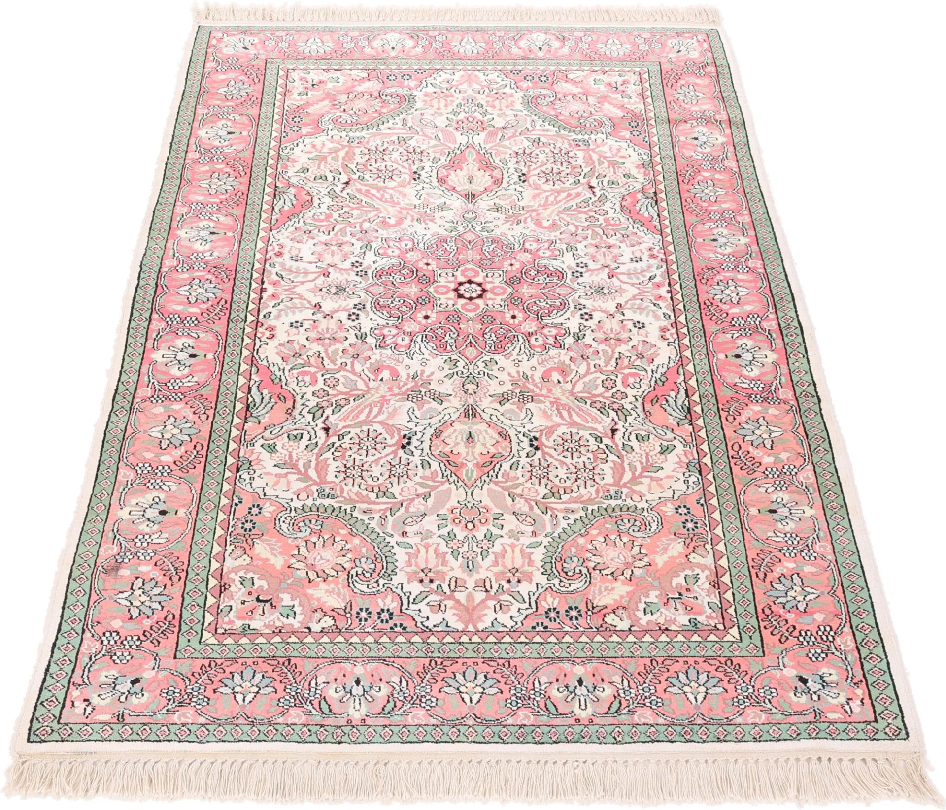 Hand-Knotted Wool Indian Rug, 182 × 123 cm