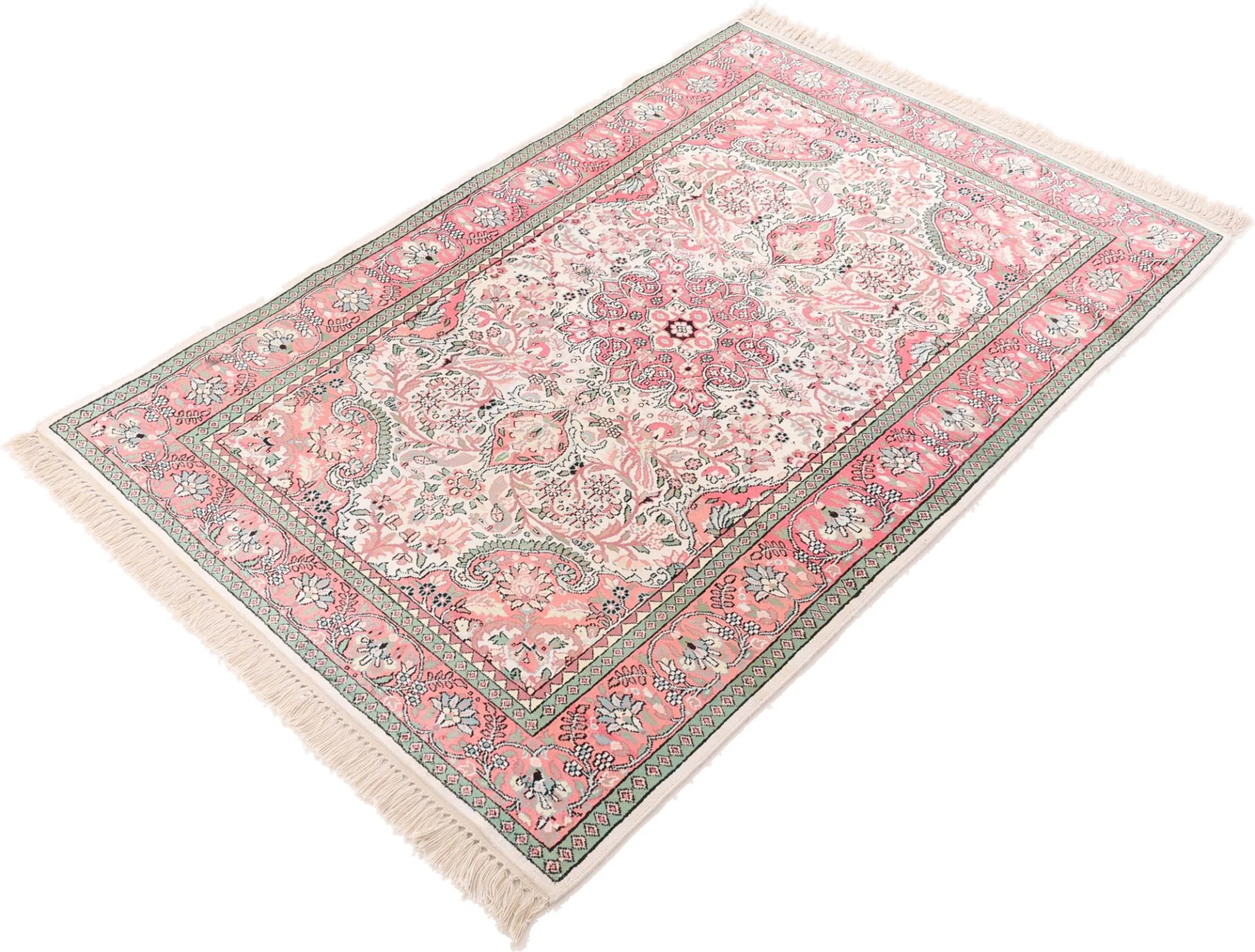 Hand-Knotted Wool Indian Rug, 182 × 123 cm