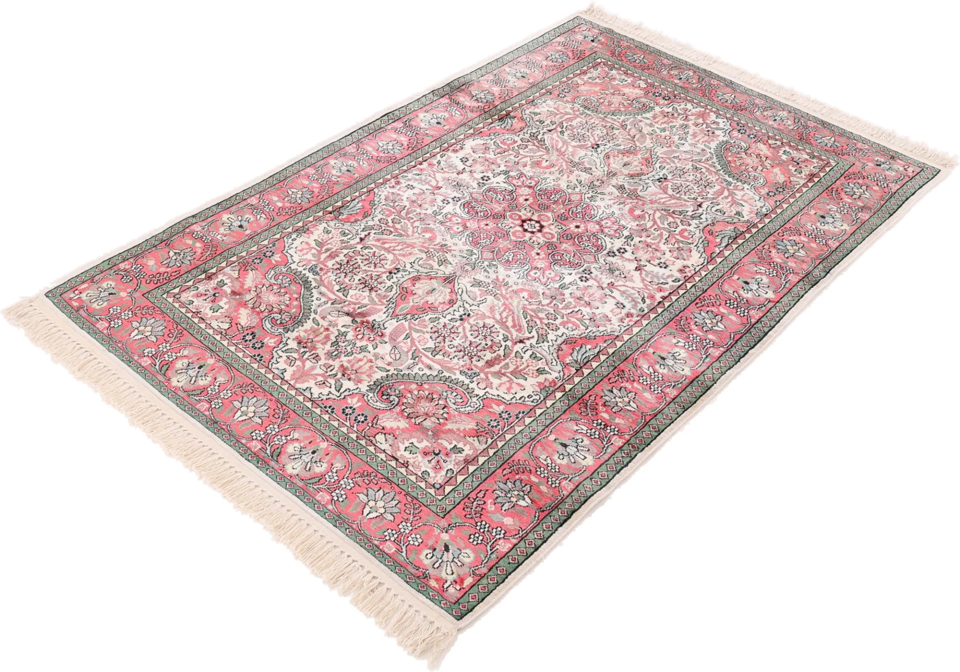 Hand-Knotted Wool Indian Rug, 182 × 123 cm