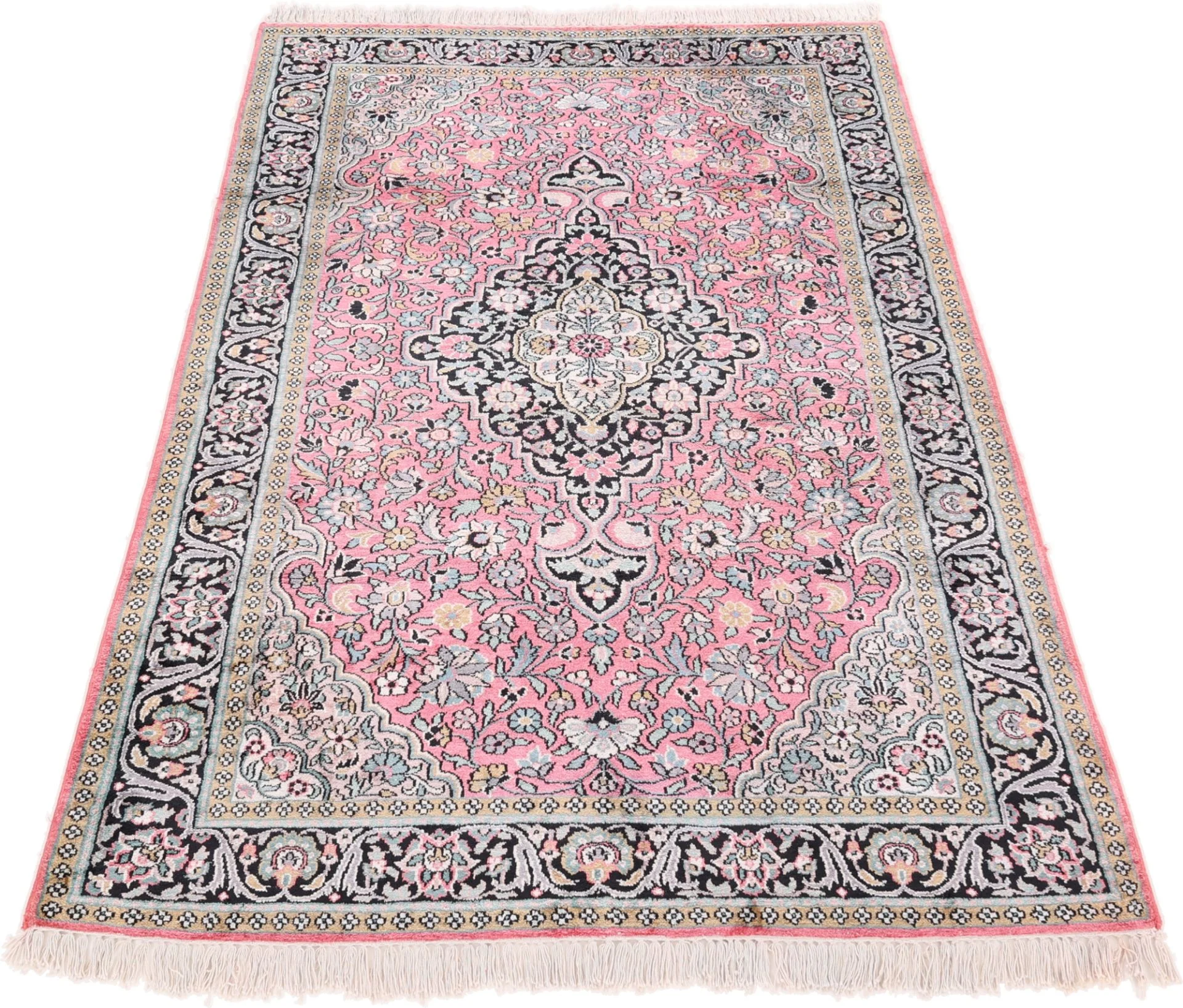 Hand-Knotted Wool Indian Rug, 189 × 124 cm