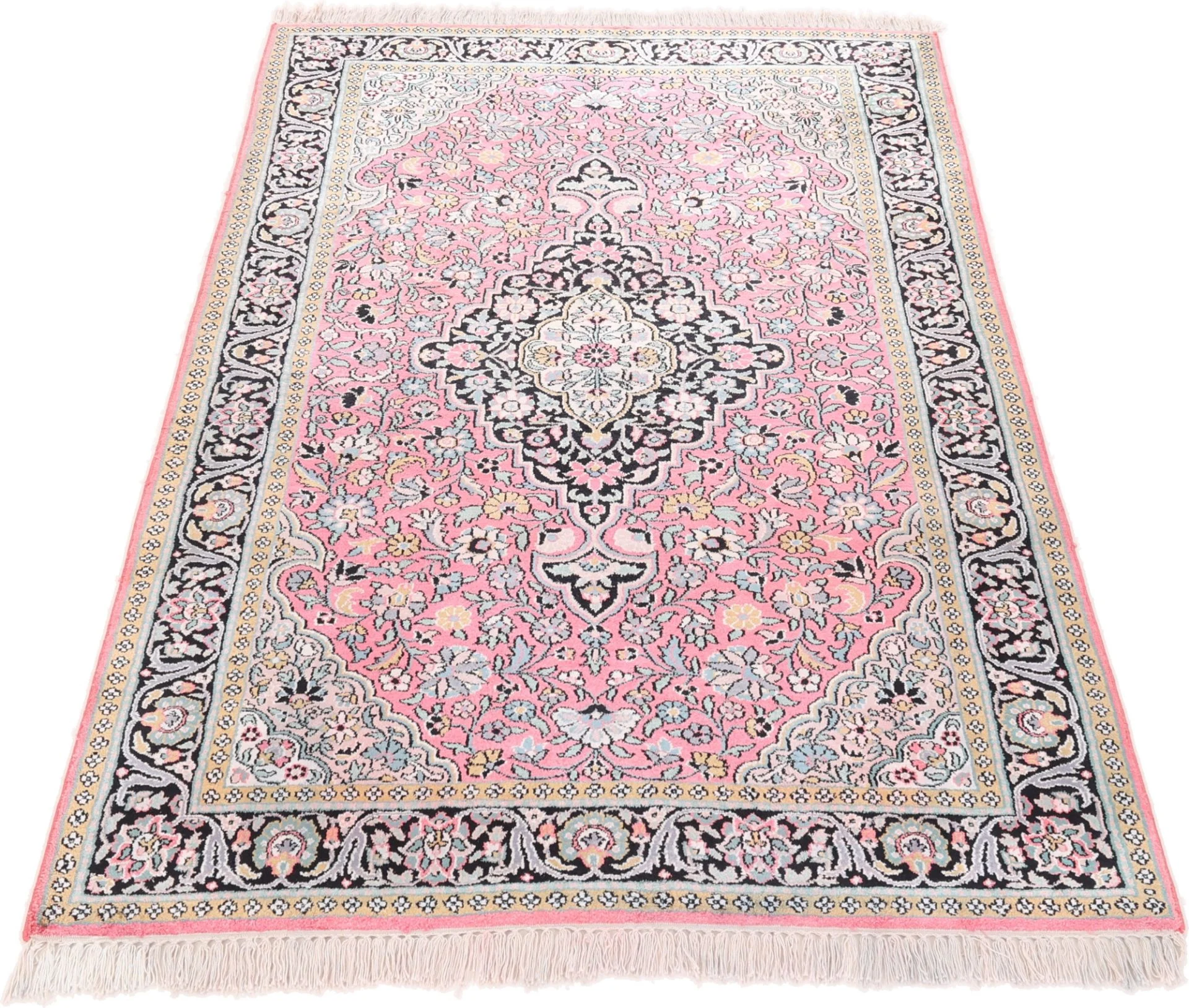 Hand-Knotted Wool Indian Rug, 189 × 124 cm