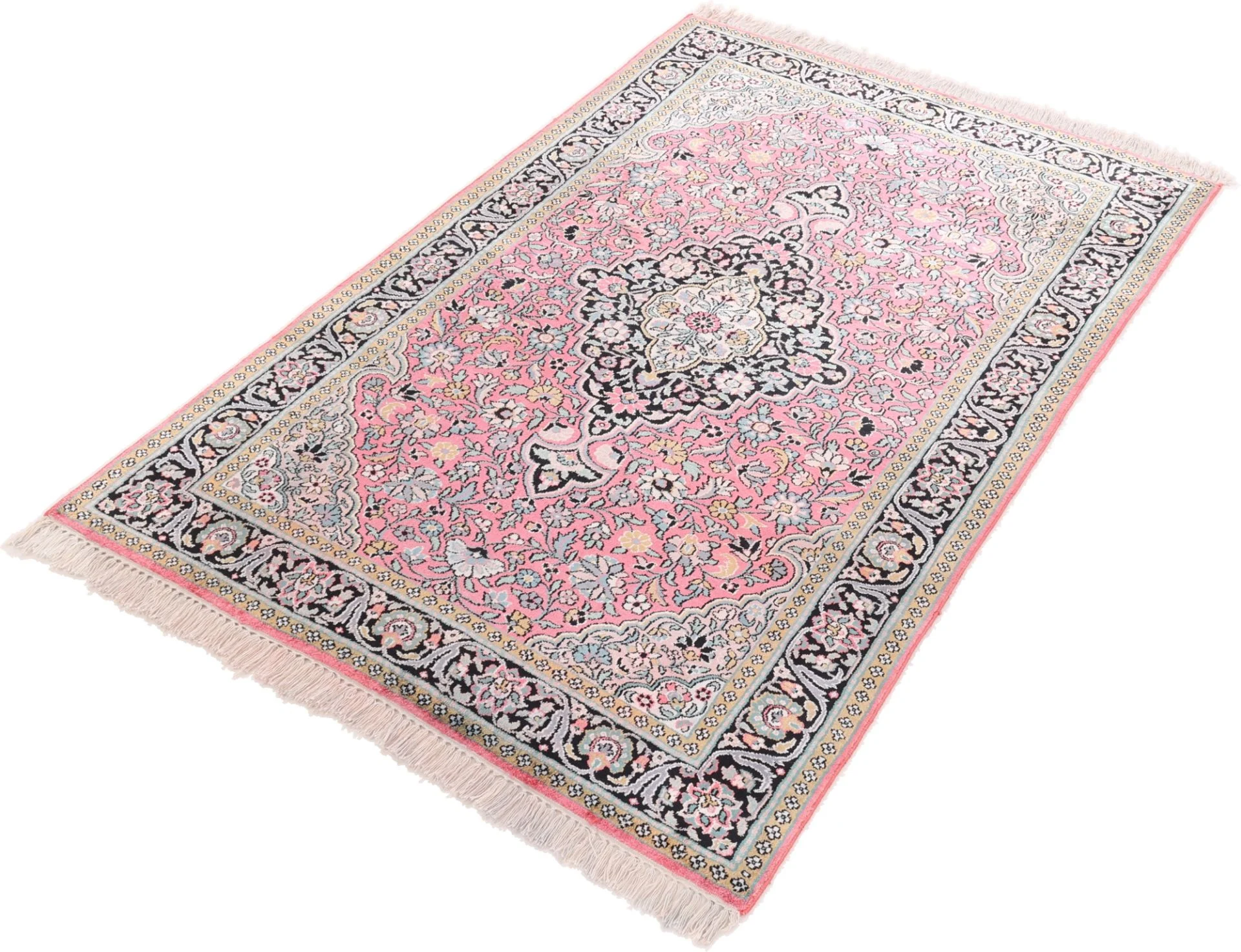 Hand-Knotted Wool Indian Rug, 189 × 124 cm