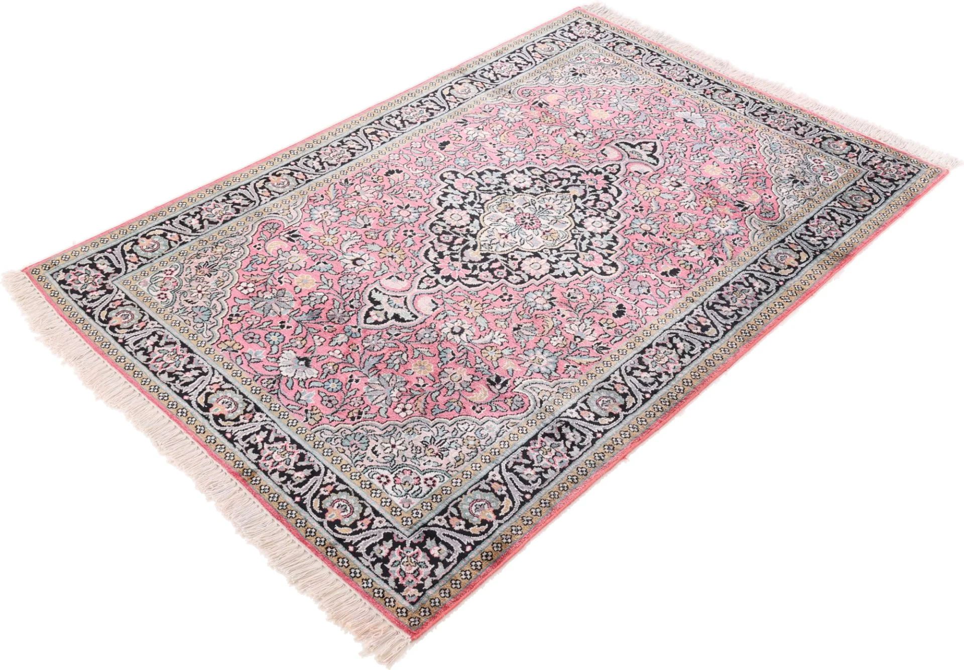 Hand-Knotted Wool Indian Rug, 189 × 124 cm