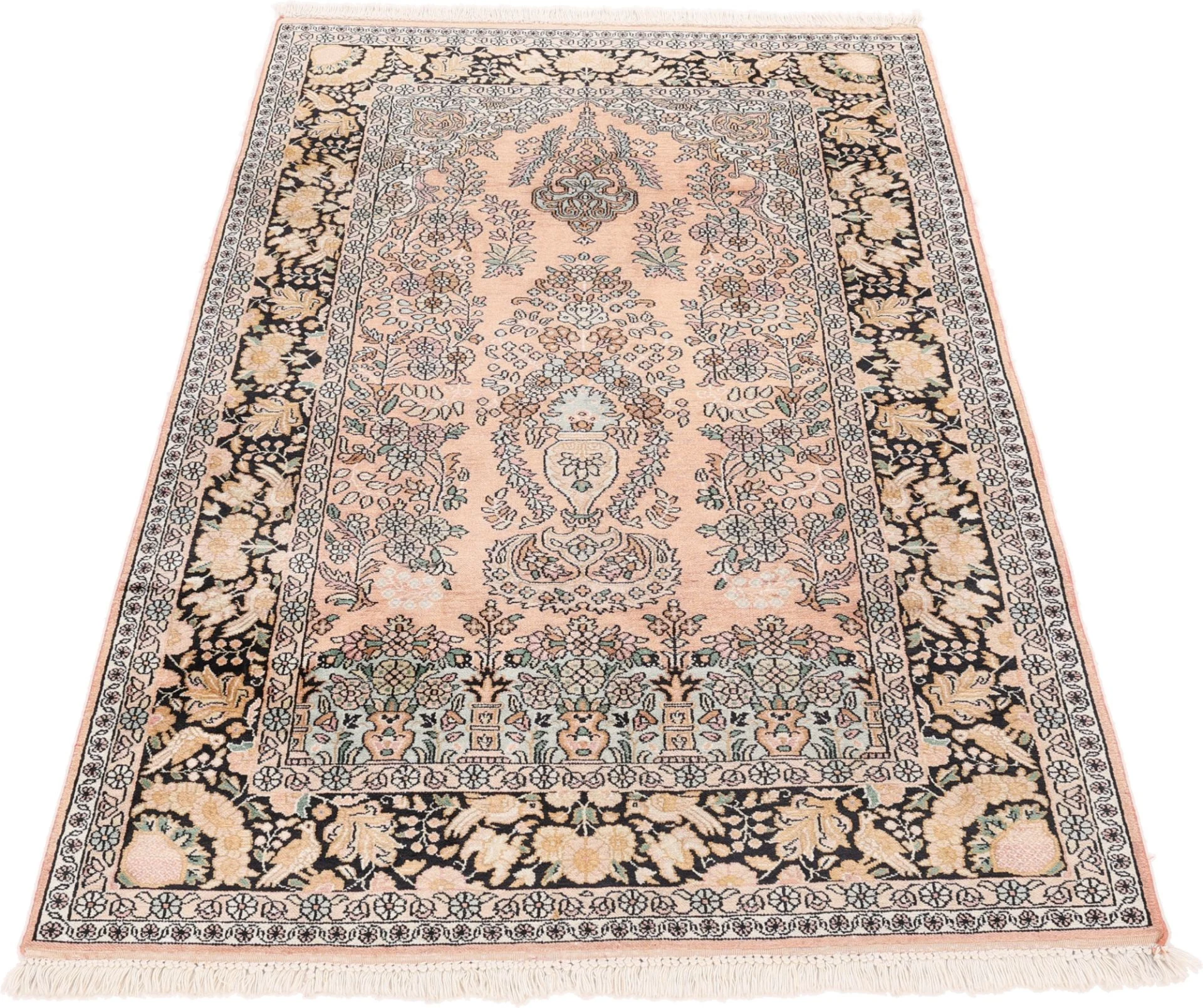 Hand-Knotted Wool Indian Rug, 184 × 124 cm