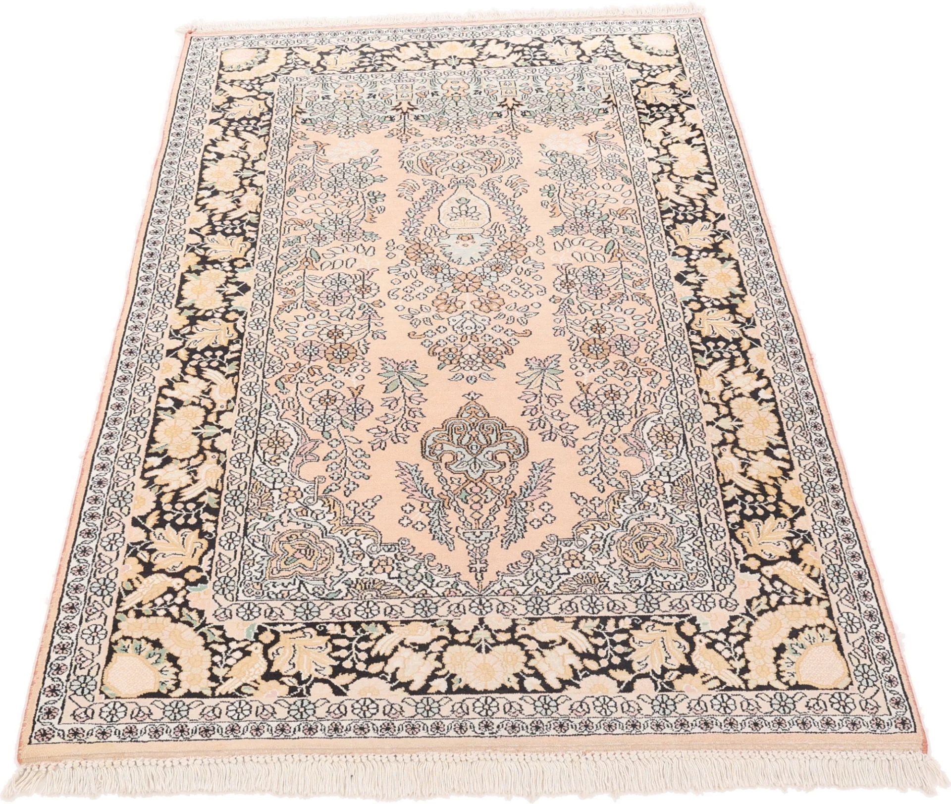 Hand-Knotted Wool Indian Rug, 184 × 124 cm