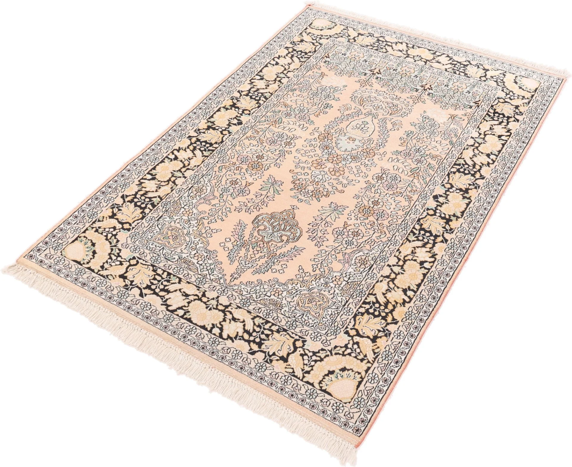 Hand-Knotted Wool Indian Rug, 184 × 124 cm