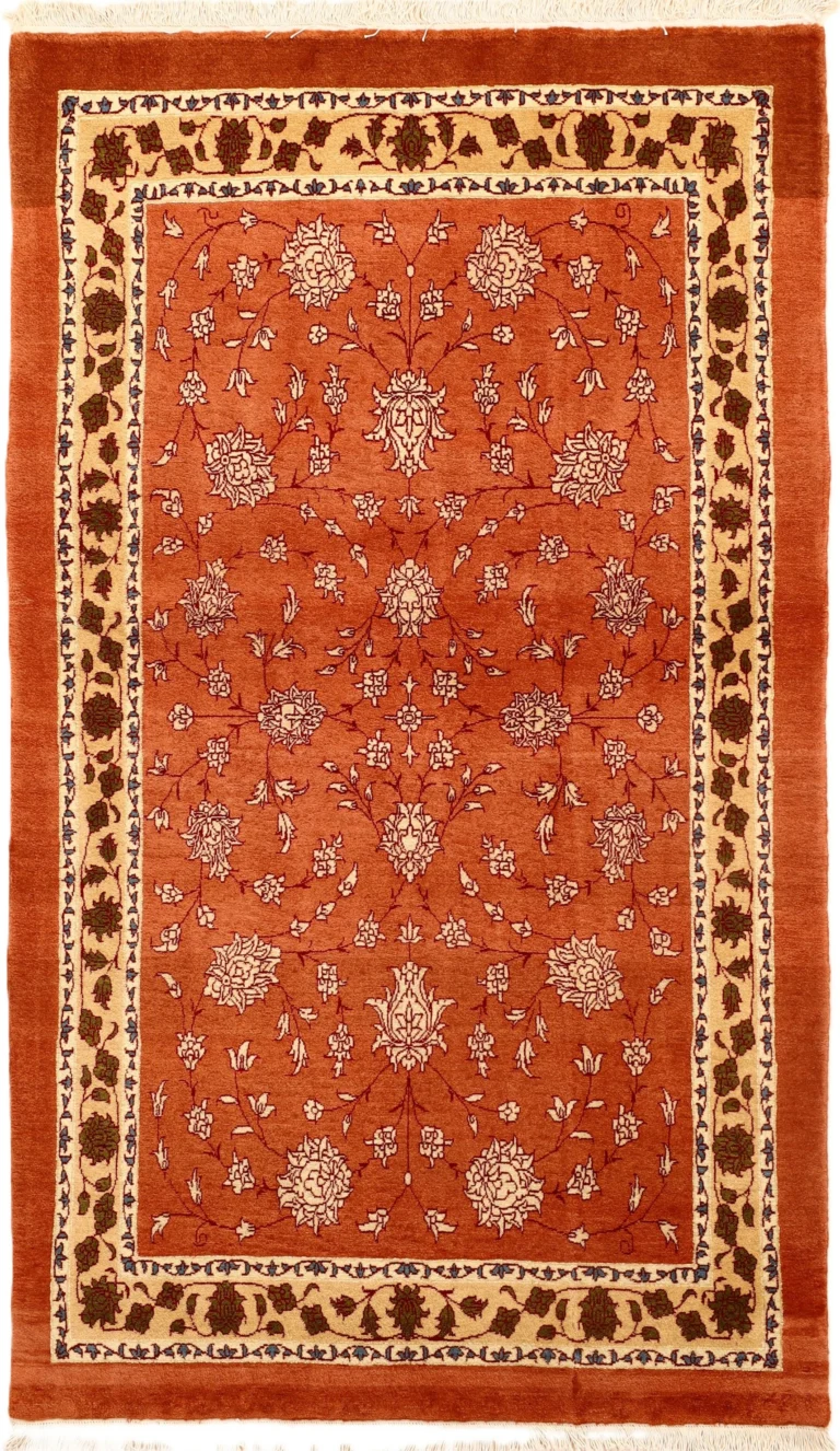 Hand-Knotted Wool & Silk Kashmar Persian Rug, 203 × 119 cm