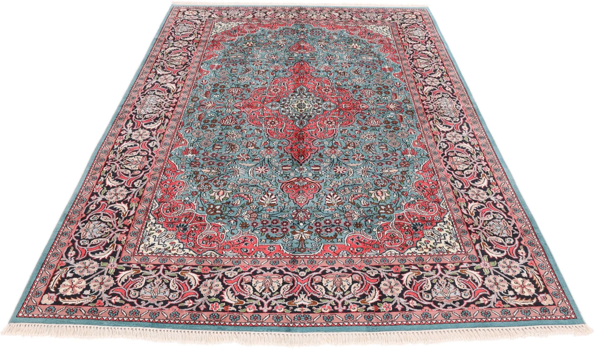 Hand-Knotted Wool Indian Rug, 275 × 189 cm