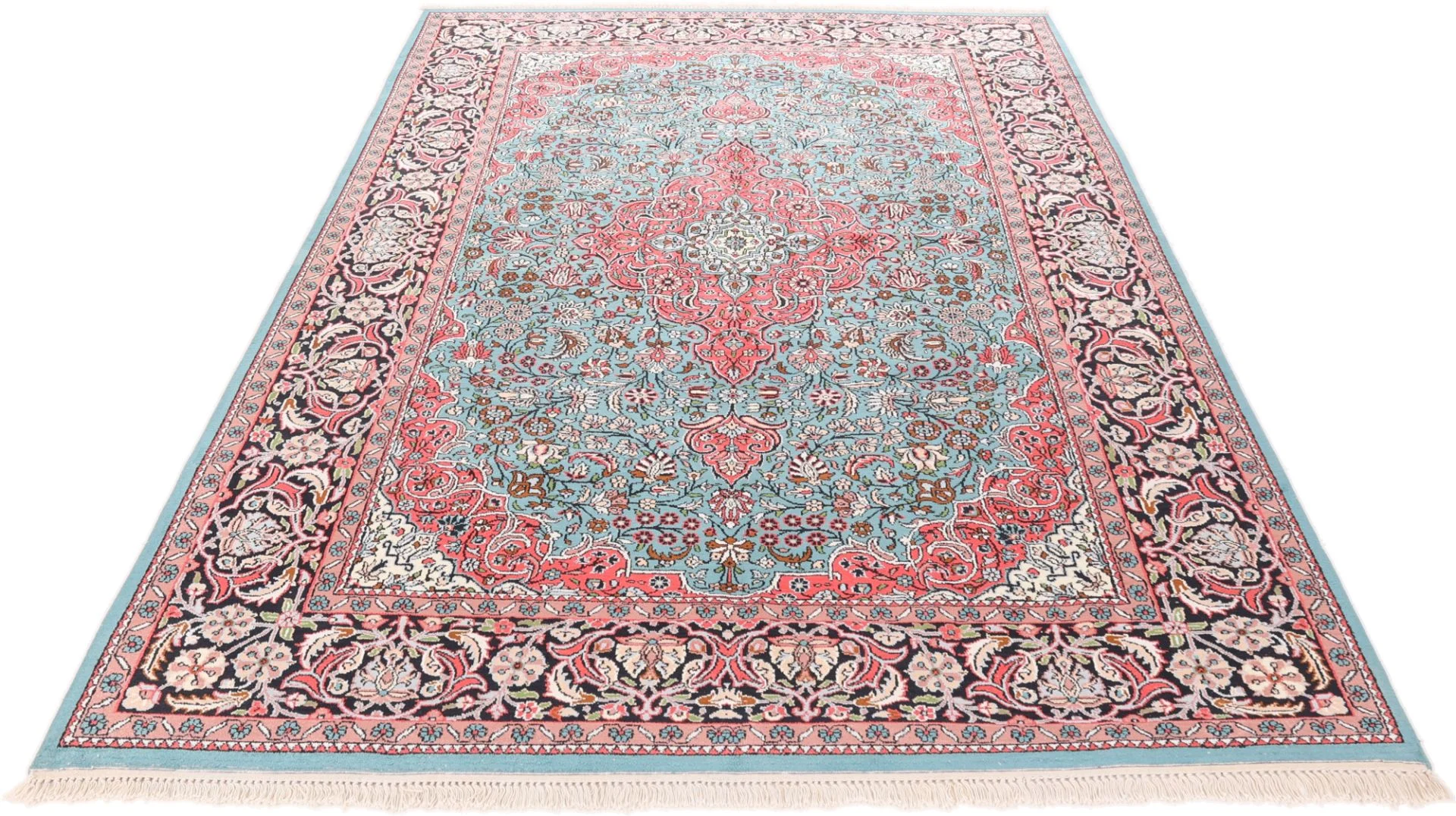 Hand-Knotted Wool Indian Rug, 275 × 189 cm