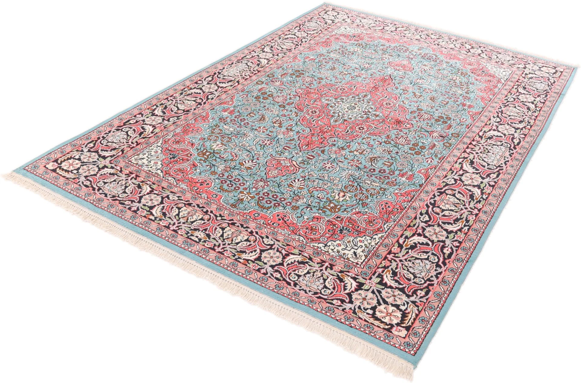 Hand-Knotted Wool Indian Rug, 275 × 189 cm
