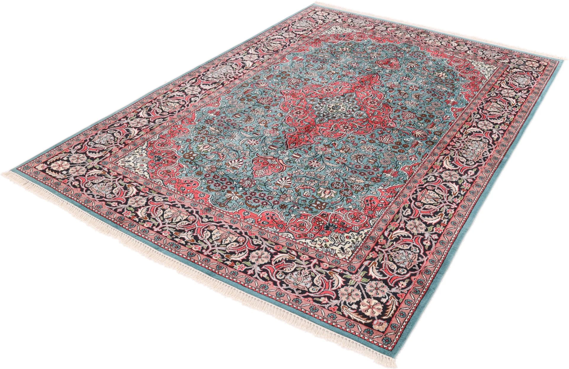 Hand-Knotted Wool Indian Rug, 275 × 189 cm