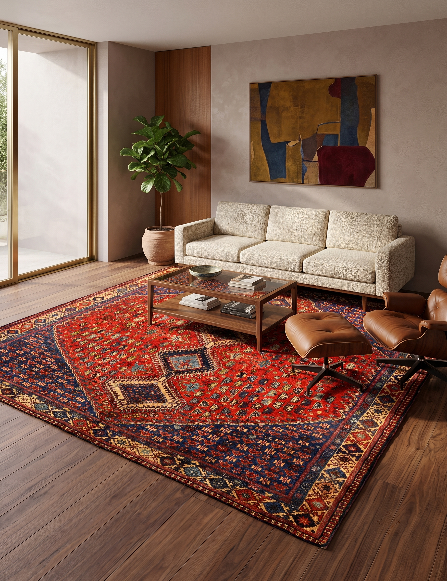 Hand-Knotted Wool Persian Rug, 233 × 182 cm