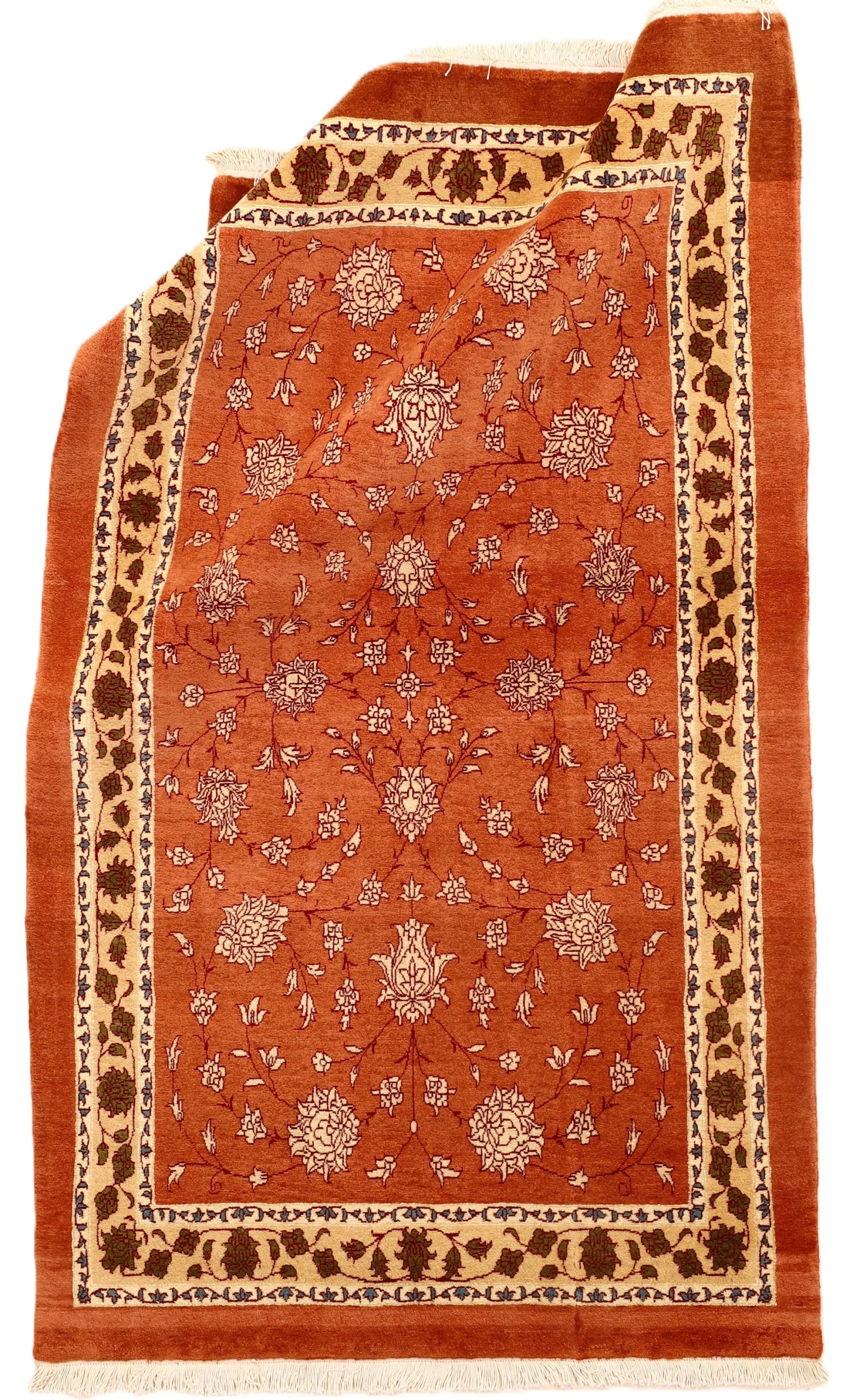 Hand-Knotted Wool & Silk Kashmar Persian Rug, 203 × 119 cm