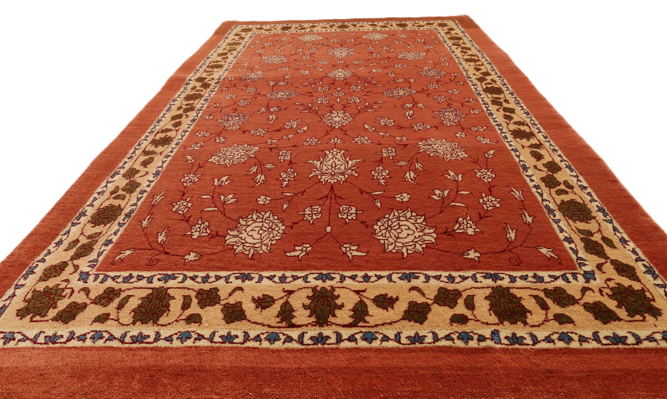 Hand-Knotted Wool & Silk Kashmar Persian Rug, 203 × 119 cm