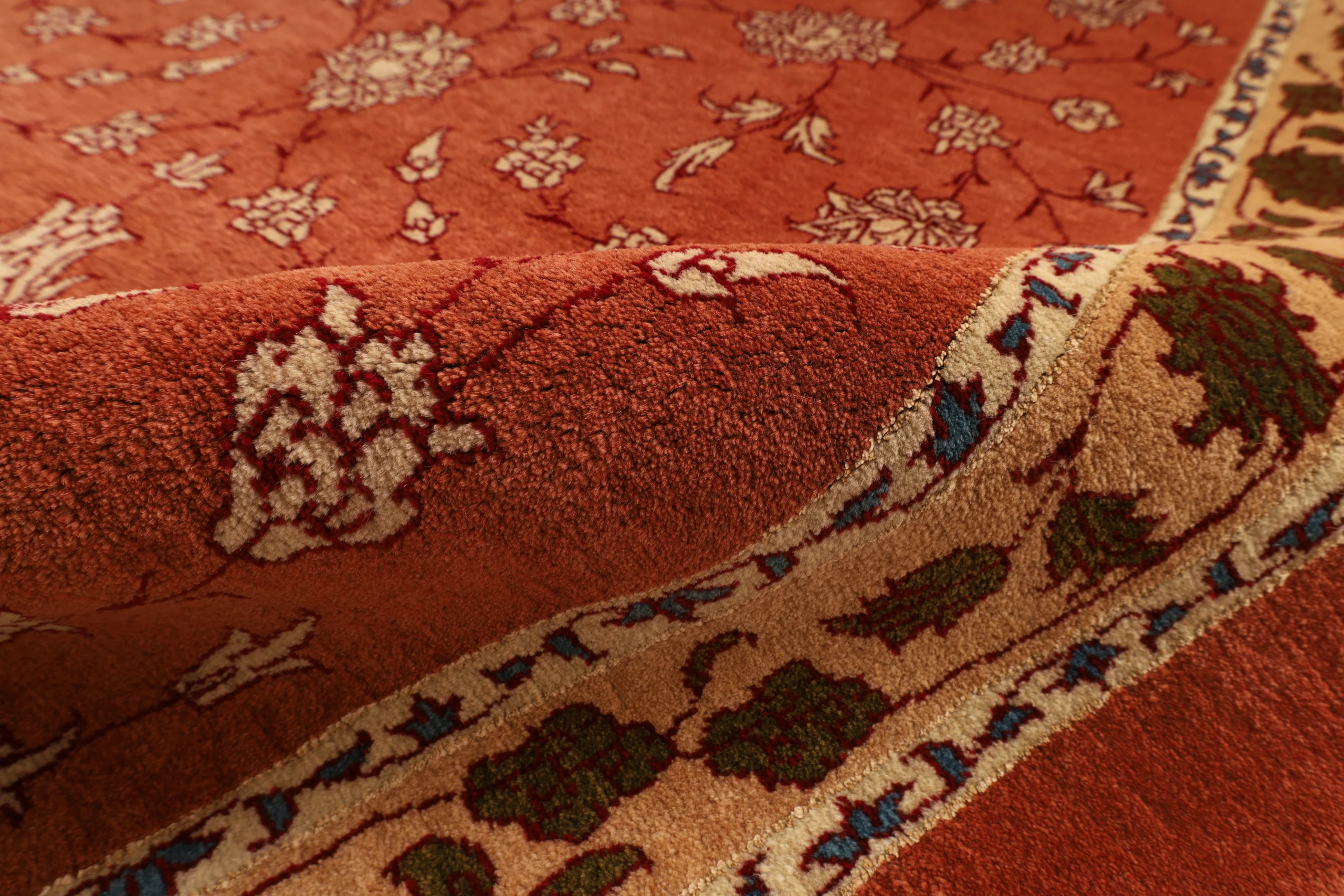 Hand-Knotted Wool & Silk Kashmar Persian Rug, 203 × 119 cm
