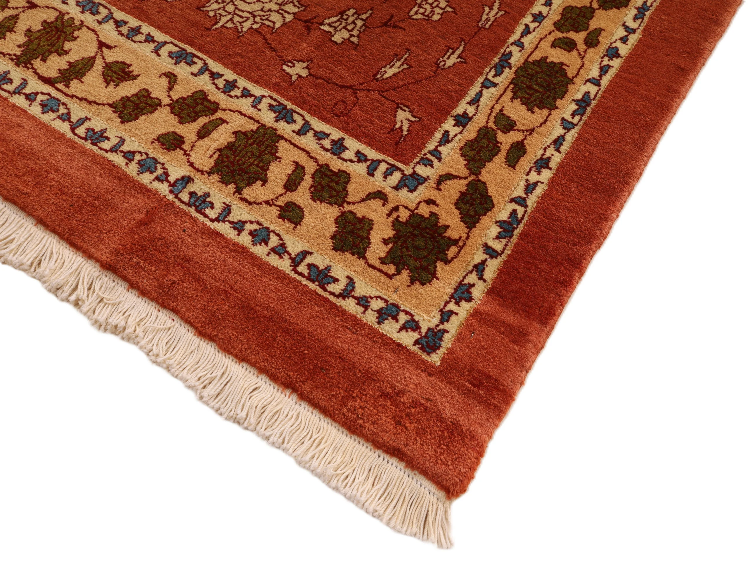 Hand-Knotted Wool & Silk Kashmar Persian Rug, 203 × 119 cm