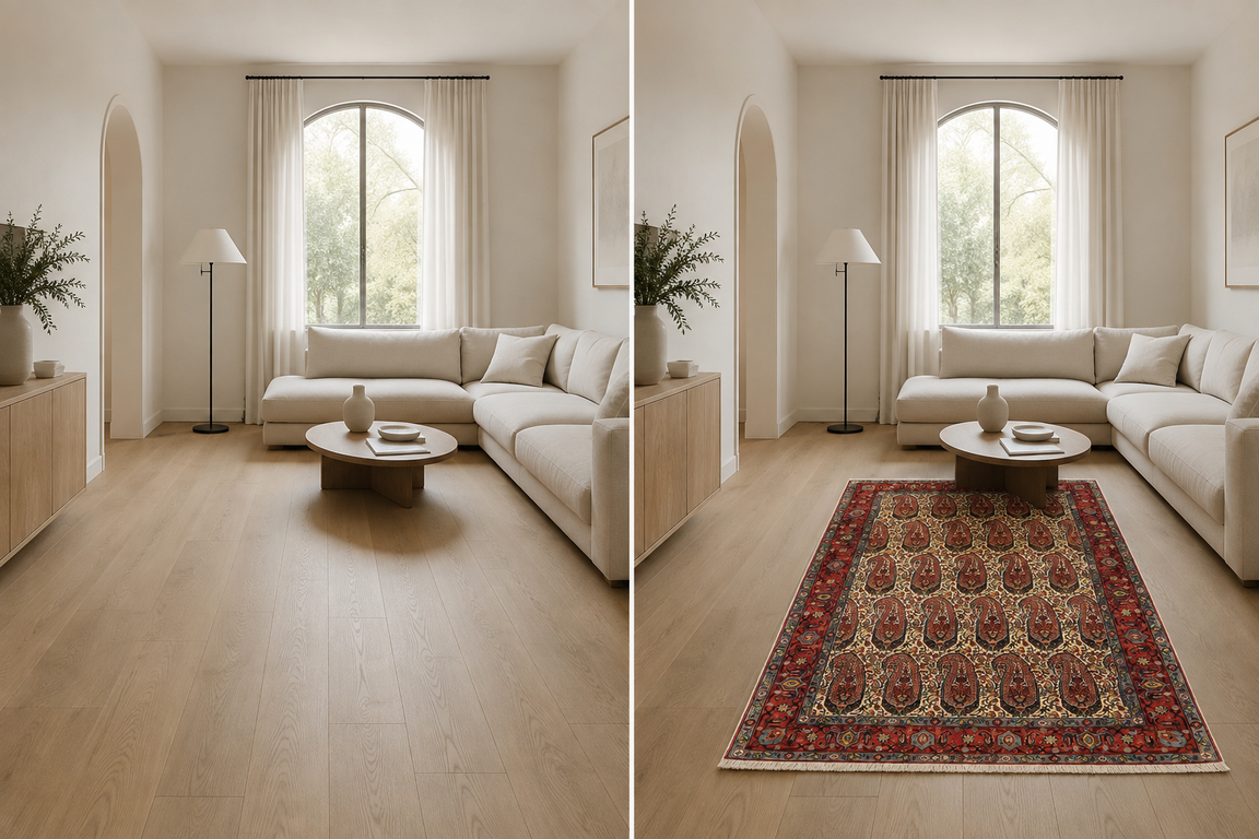 Hand-Knotted Wool & Silk Senneh Persian Rug, 176 × 117 cm