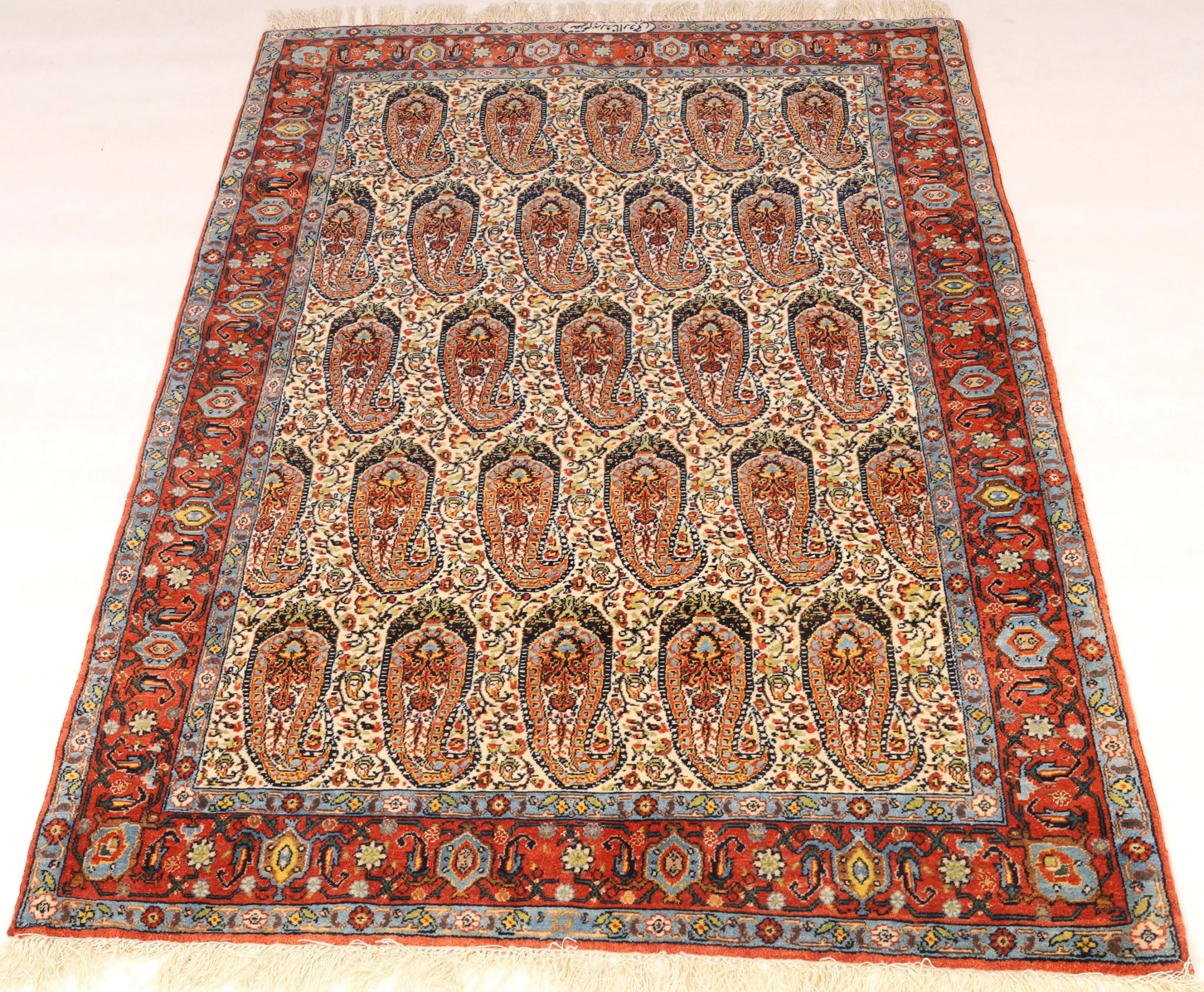 Hand-Knotted Wool & Silk Senneh Persian Rug, 176 × 117 cm