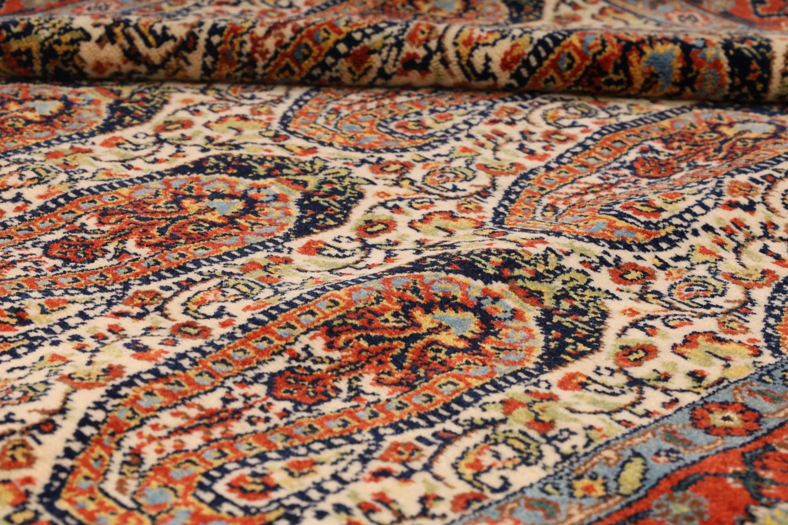 Hand-Knotted Wool & Silk Senneh Persian Rug, 176 × 117 cm