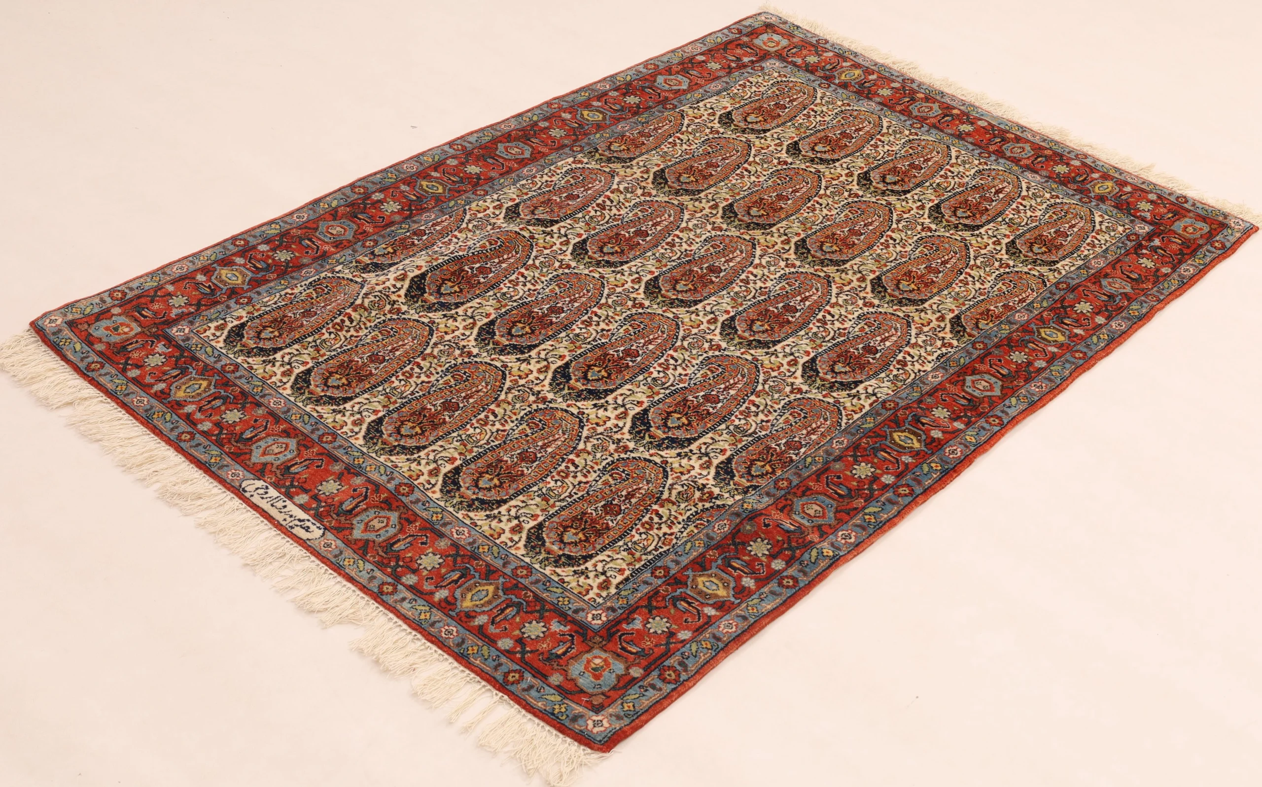 Hand-Knotted Wool & Silk Senneh Persian Rug, 176 × 117 cm