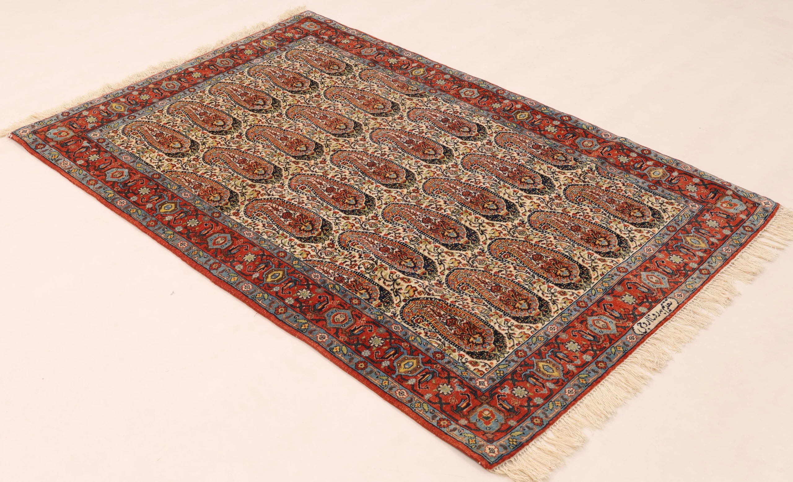 Hand-Knotted Wool & Silk Senneh Persian Rug, 176 × 117 cm