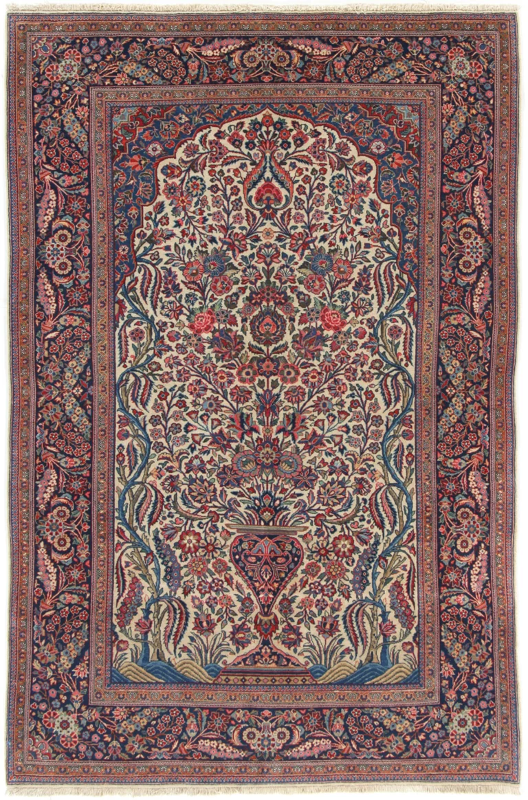 Hand-Knotted Wool Kashan Persian Rug, 135 × 208 cm
