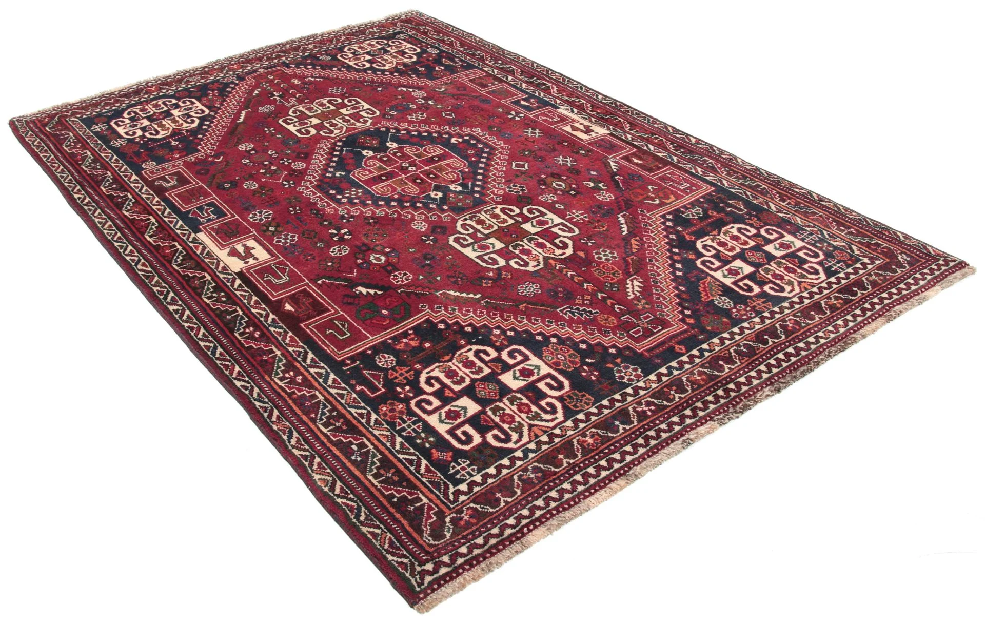 Hand-Knotted Wool Qashqai Persian Rug, 146 × 215 cm