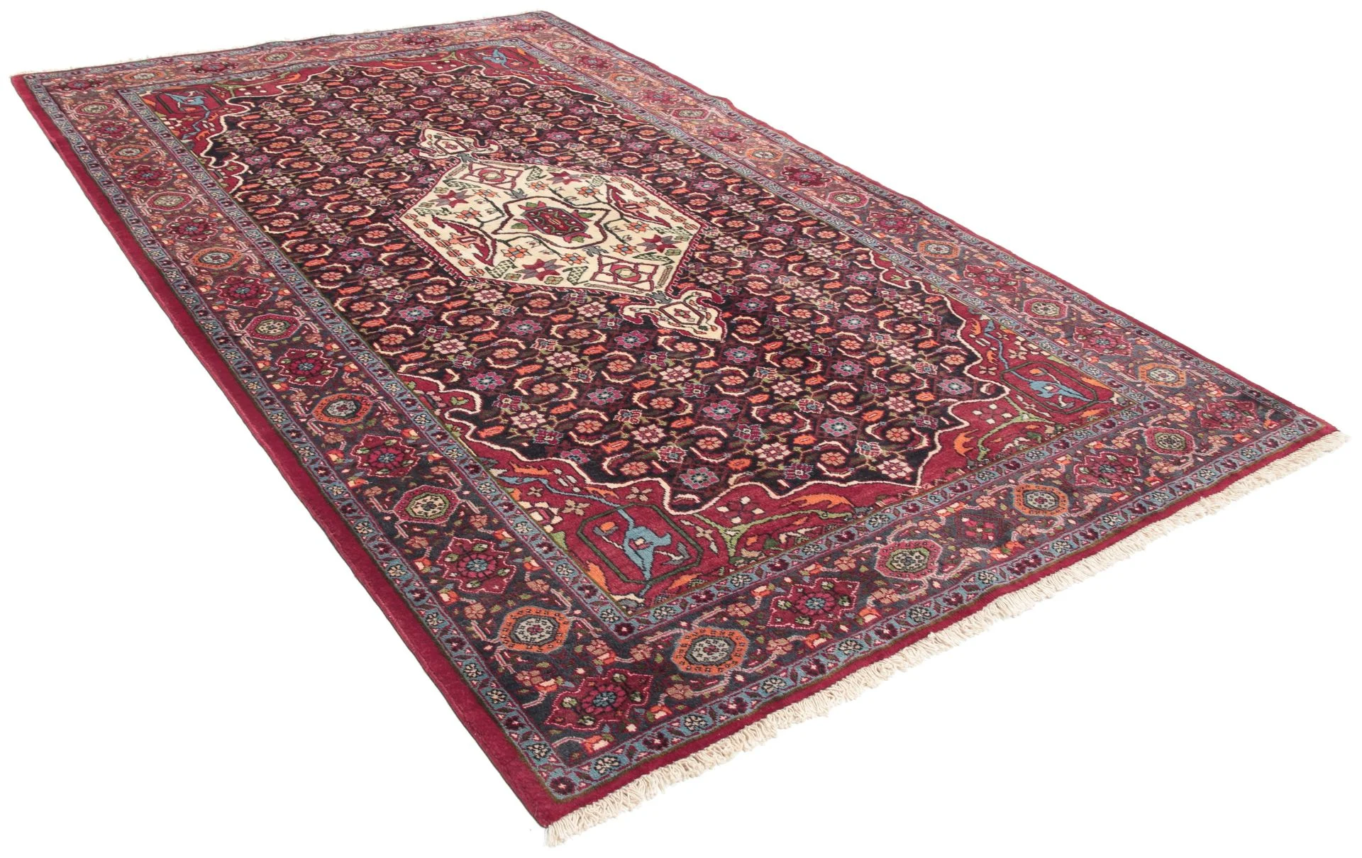 Hand-Knotted Wool Bijar Persian Rug, 131 × 209 cm