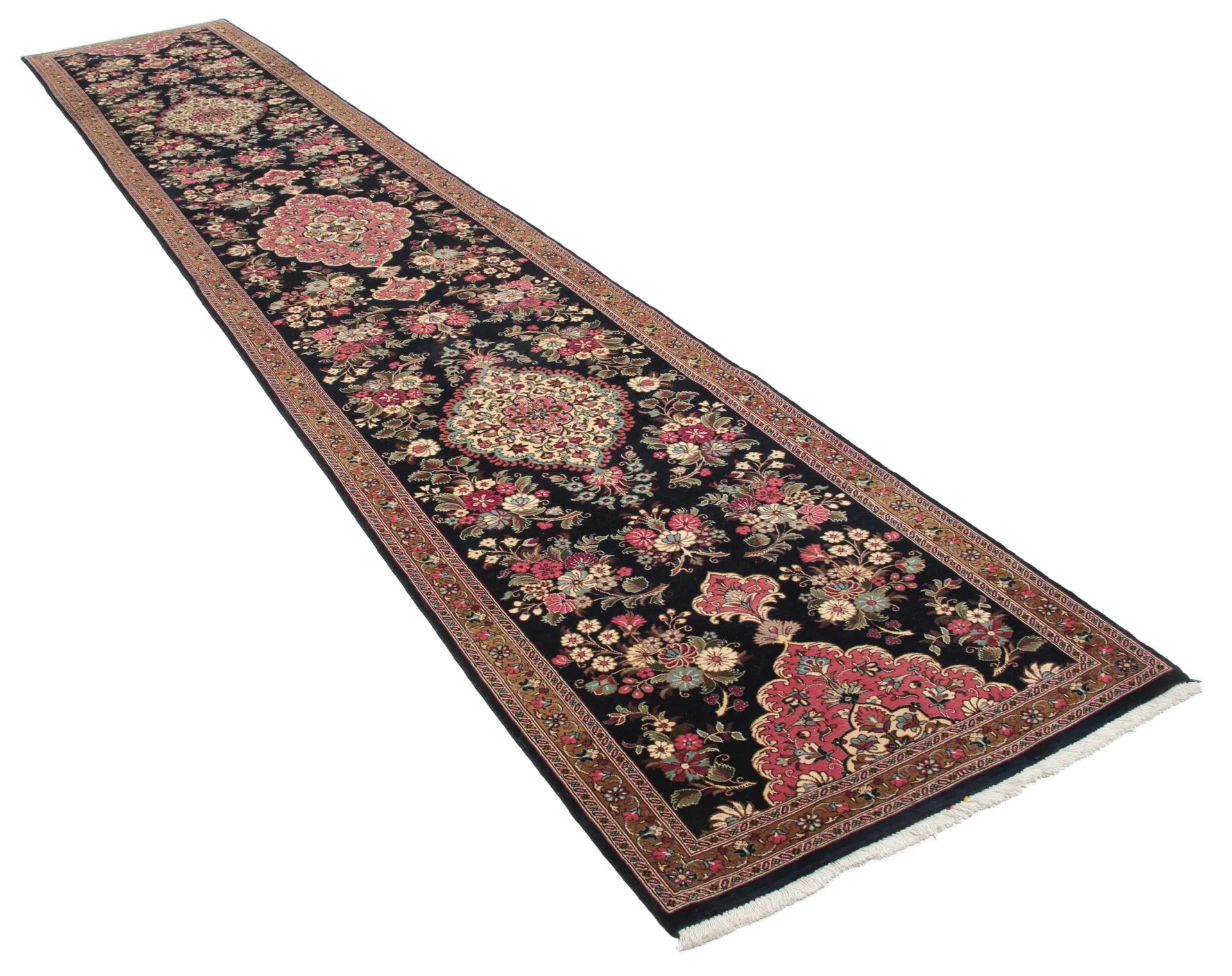 Qom Persian Rug — hand-knotted, 81 × 443 cm, Wool