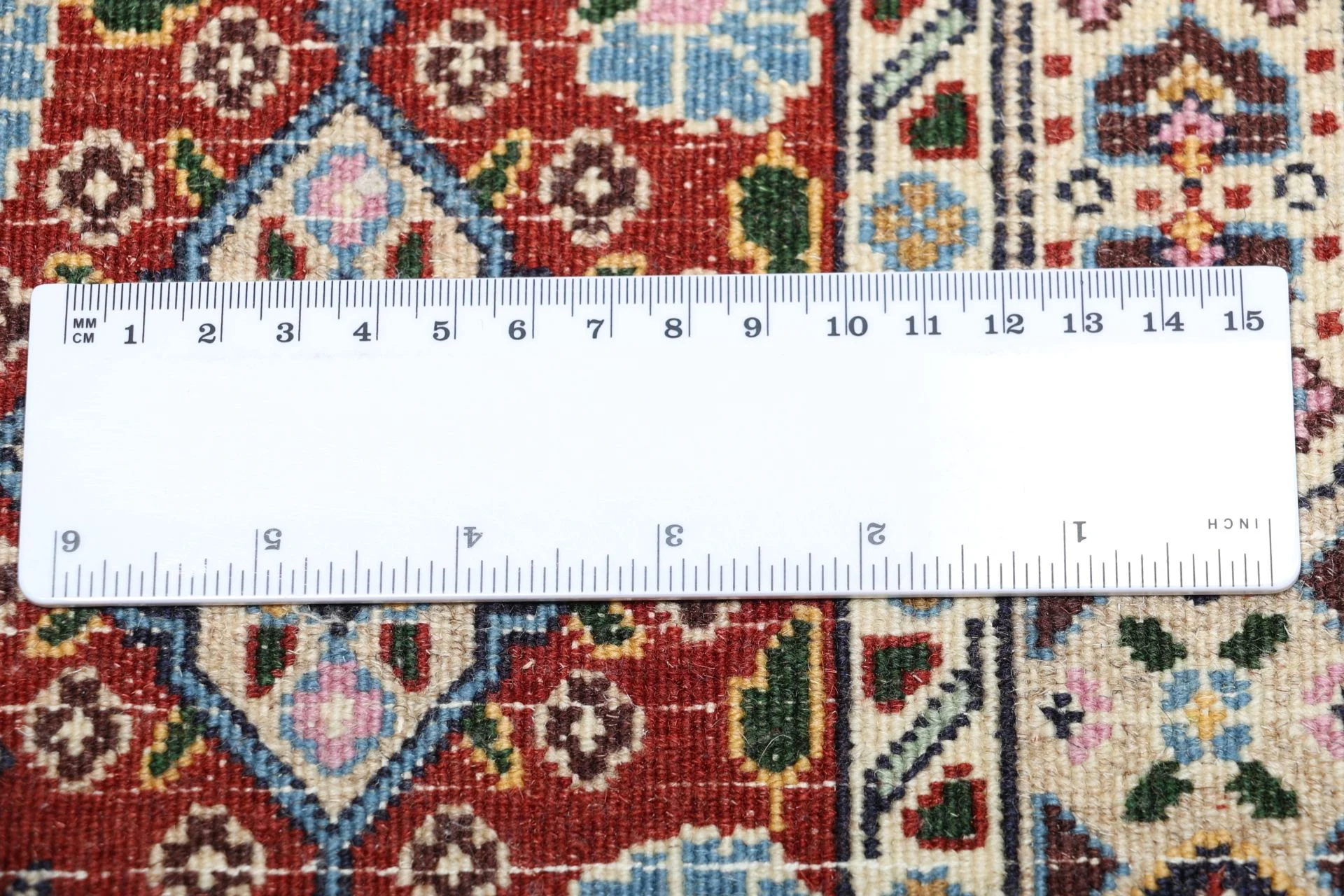 Hand-Knotted Wool Moud Persian Rug, 195 × 202 cm