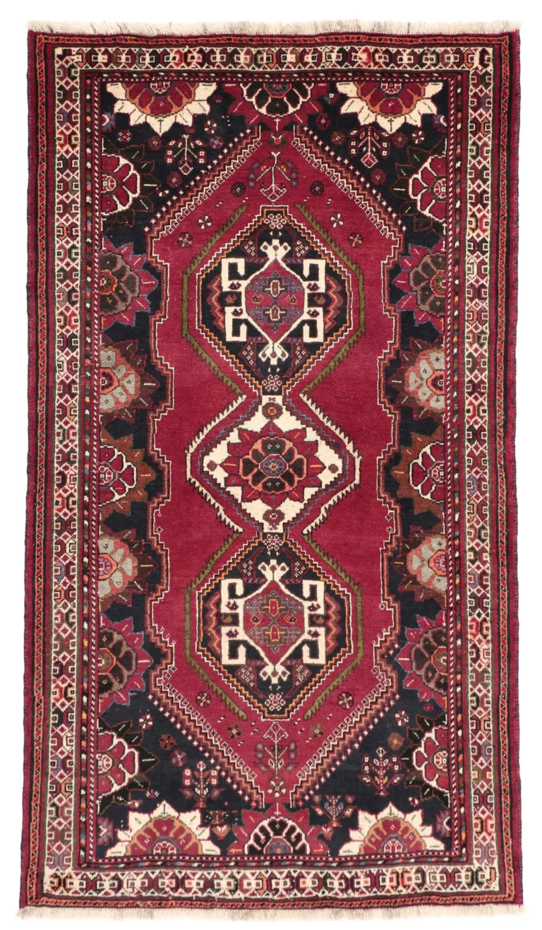 Hand-Knotted Wool Qashqai Persian Rug, 110 × 200 cm