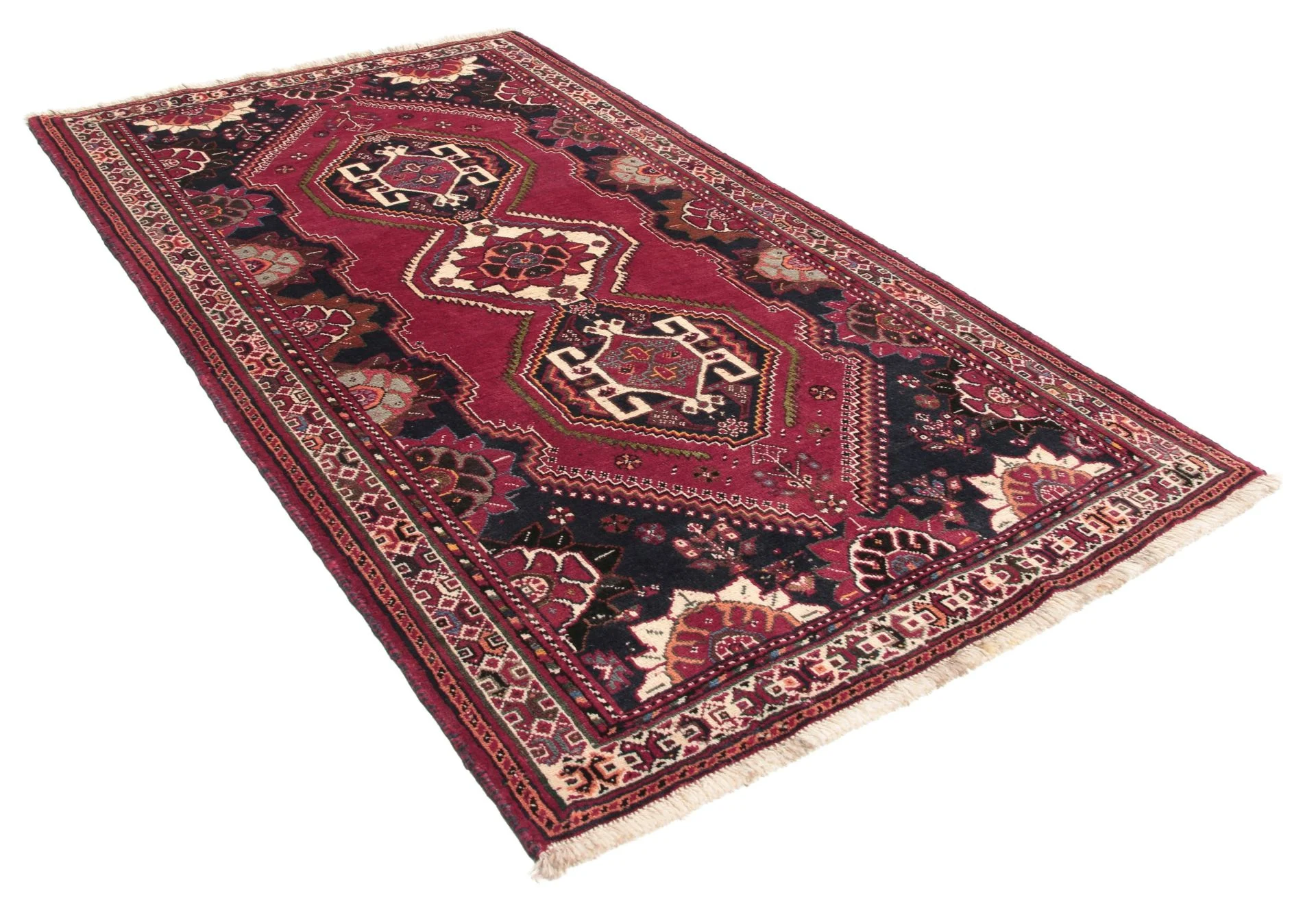 Hand-Knotted Wool Qashqai Persian Rug, 110 × 200 cm